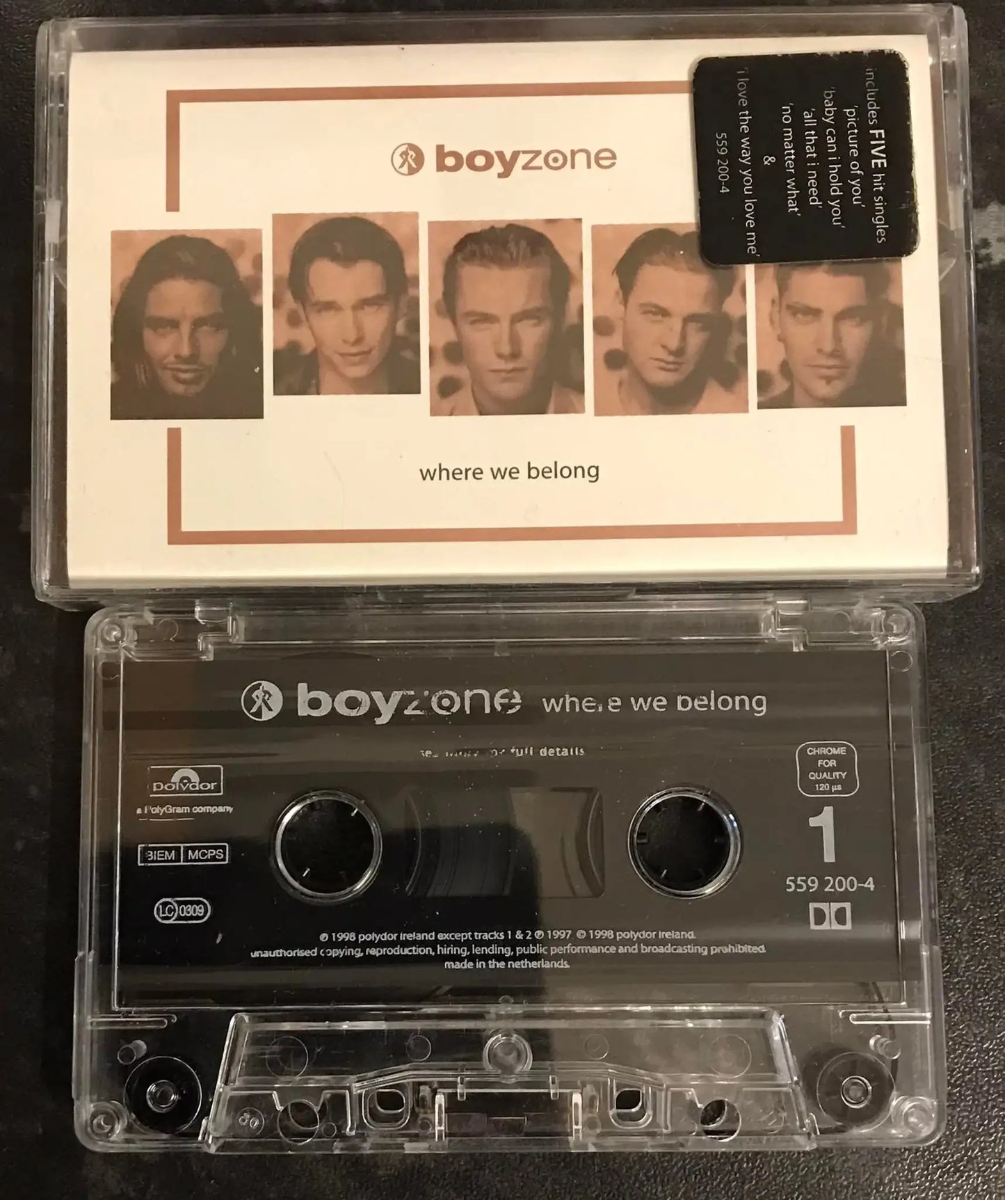 Boyzone, Where We Belong Album, Polydor, 559 200-4, Vintage Cassette Magretro