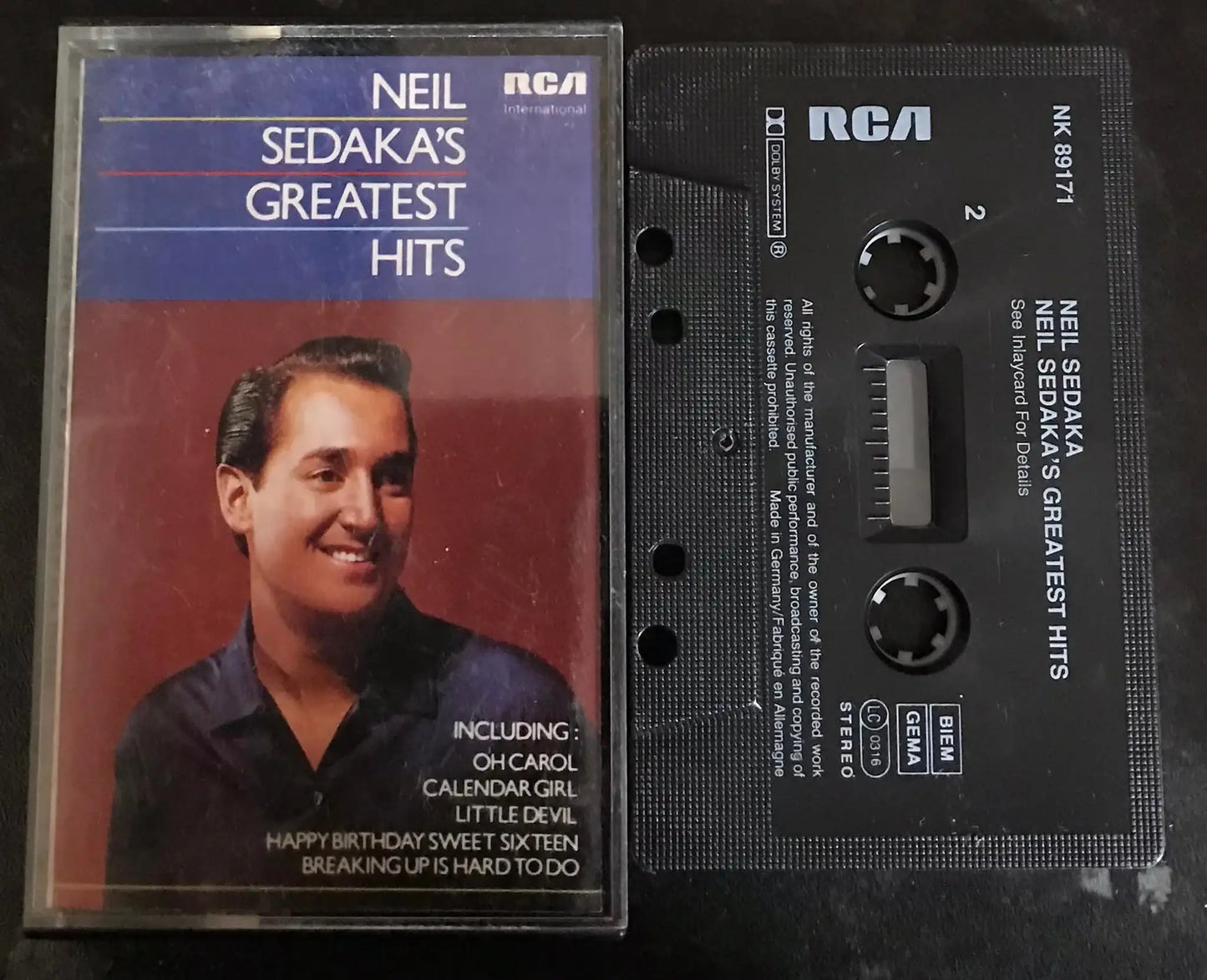 Neil Sedaka Greatest Hits Album, RCA, NK 89171, Vintage Cassette Magretro