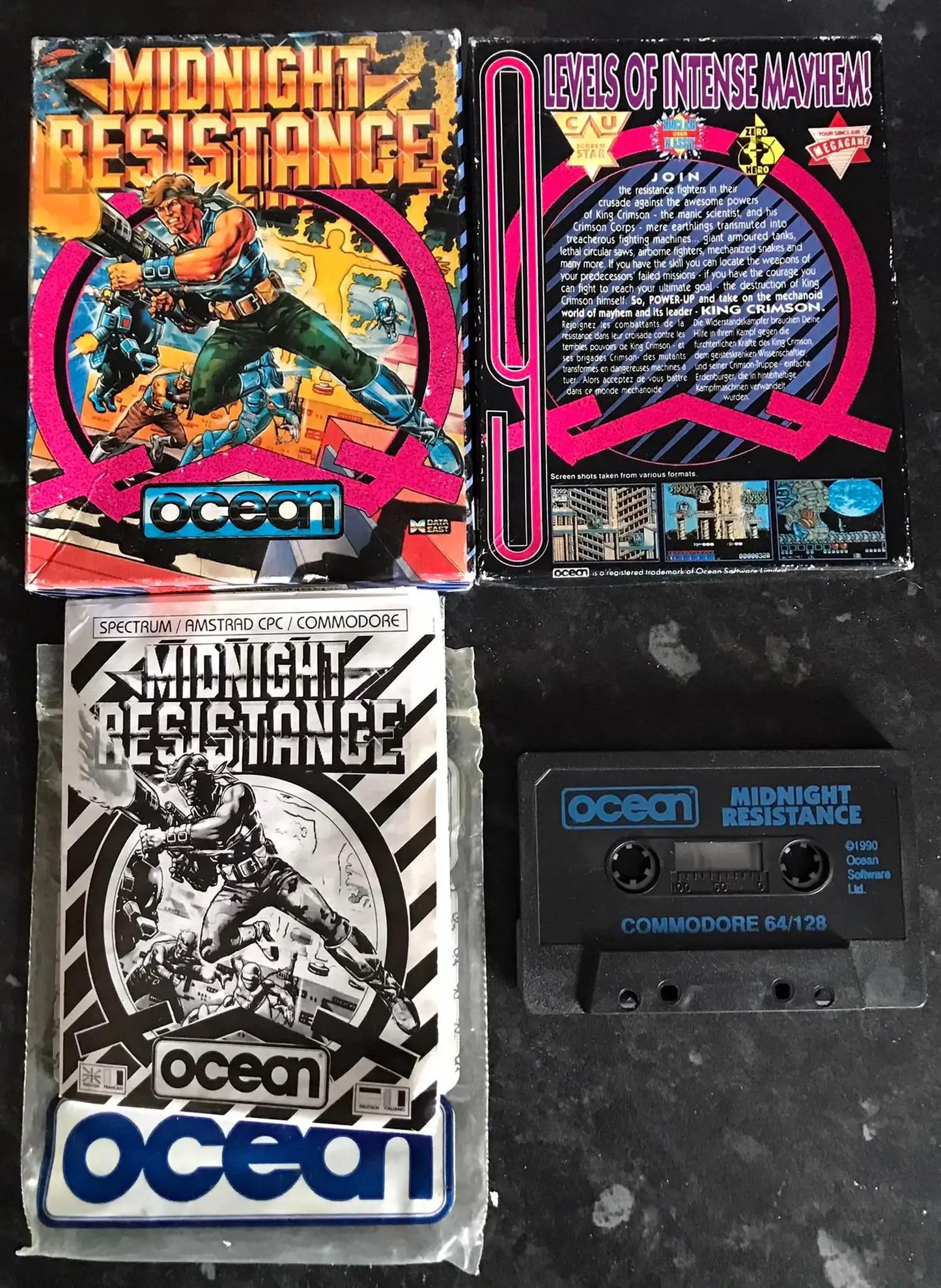 Midnight Resistance, C64 game by Ocean Software, RARE, WORKING Magretro