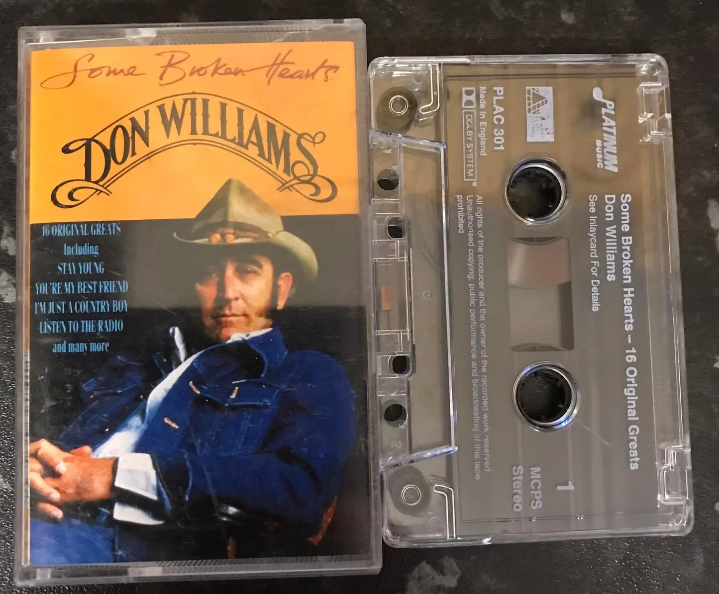 Don Williams, Some Broken Hearts Album, PLAC 301, Vintage Cassette Magretro
