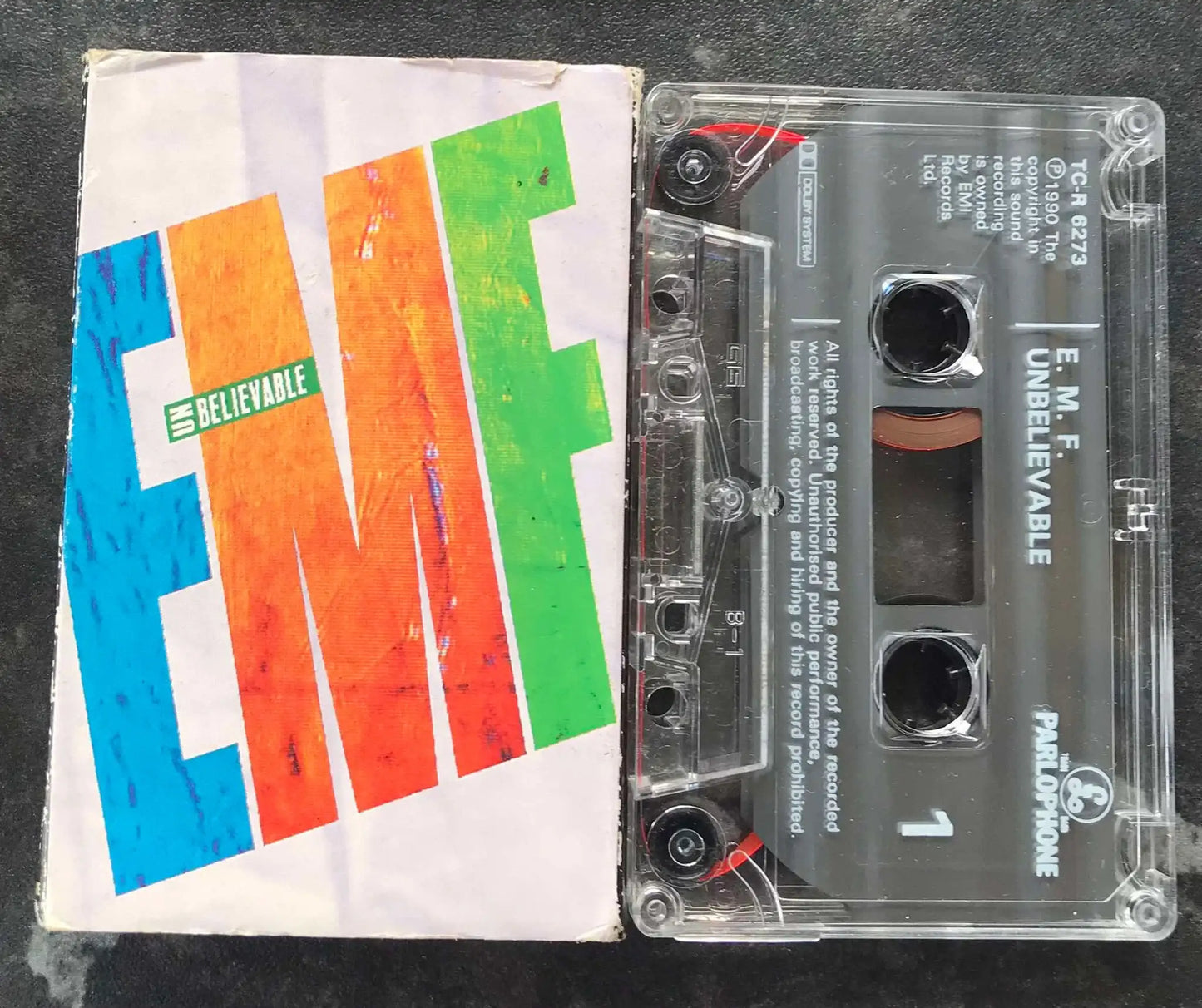 EMF, Unbelievable Single, E.M.F., Parlophone, TC-R 6273, Vintage Cassette Magretro