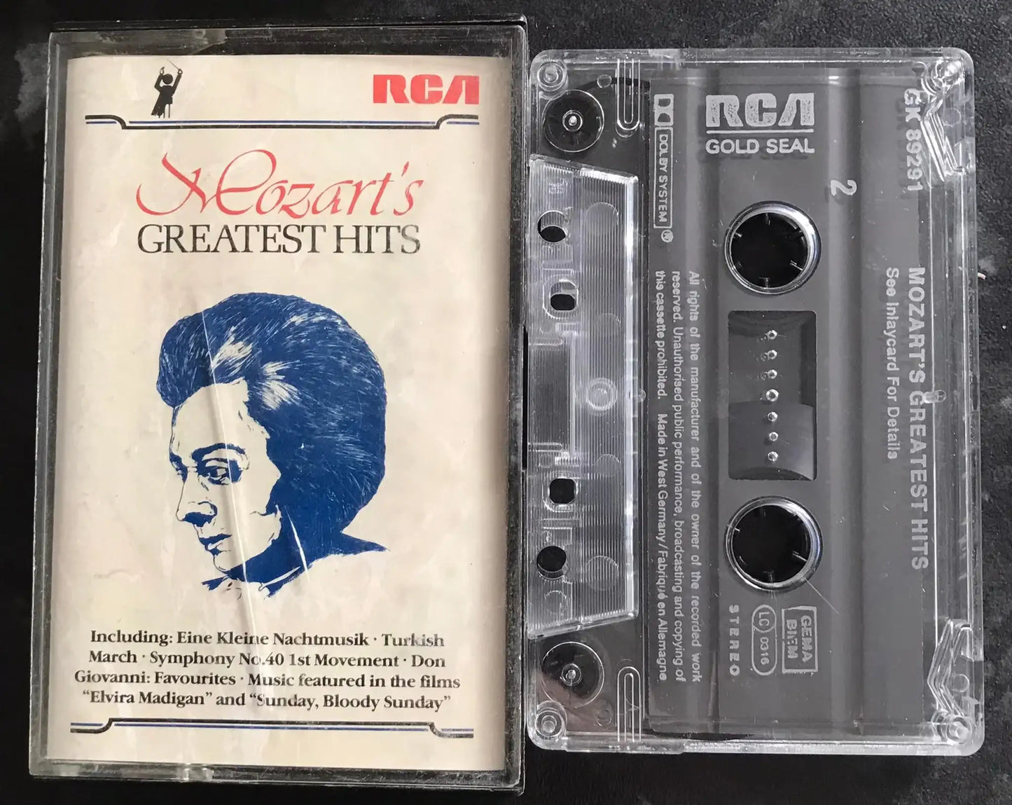 Mozart's Greatest Hits Album, RCA Gold Seal, GK 89291, RARE Vintage Cassette Magretro