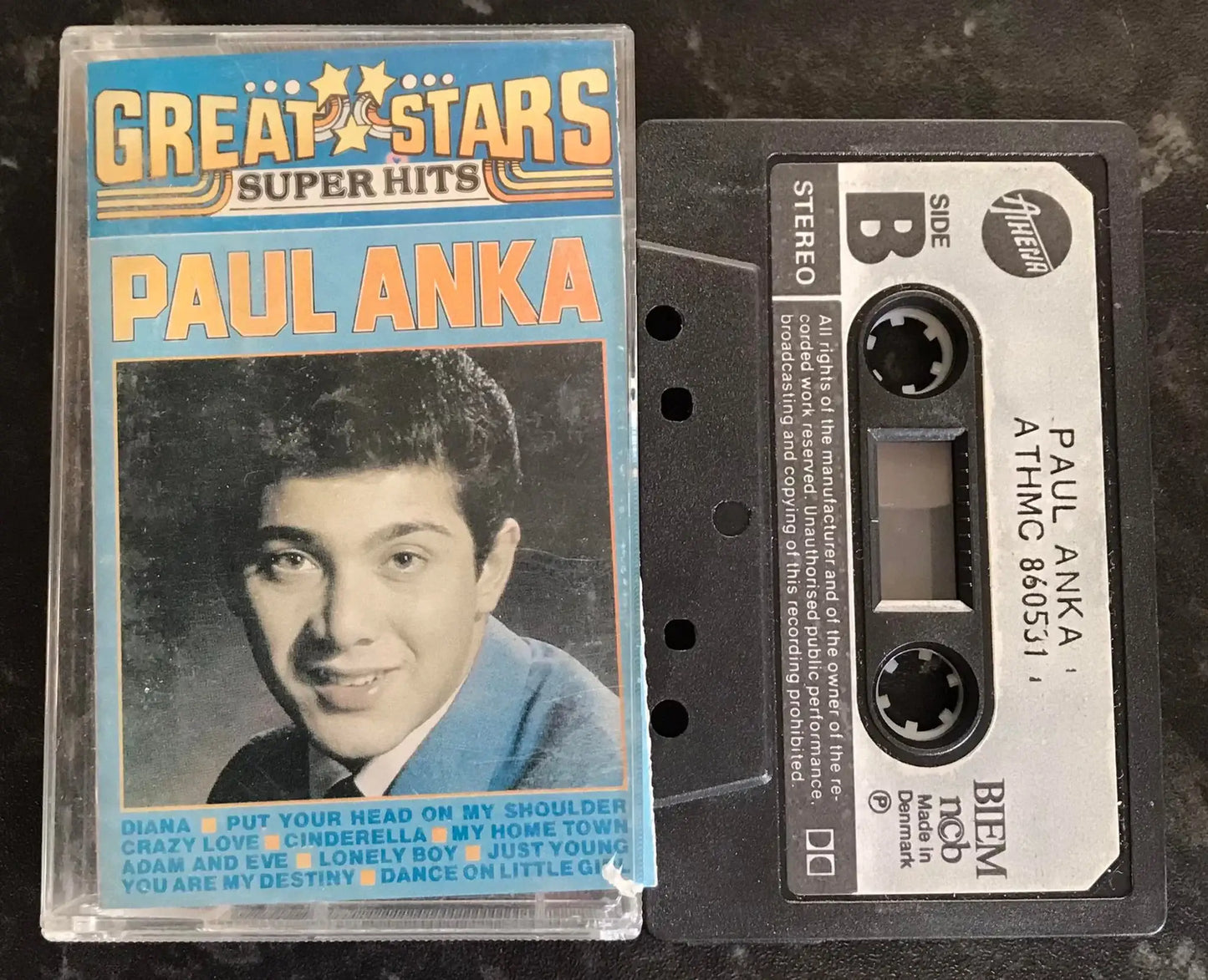 Paul Anka Album, Great stars, Super Hits, ATHENA, ATHMC 860531 Magretro