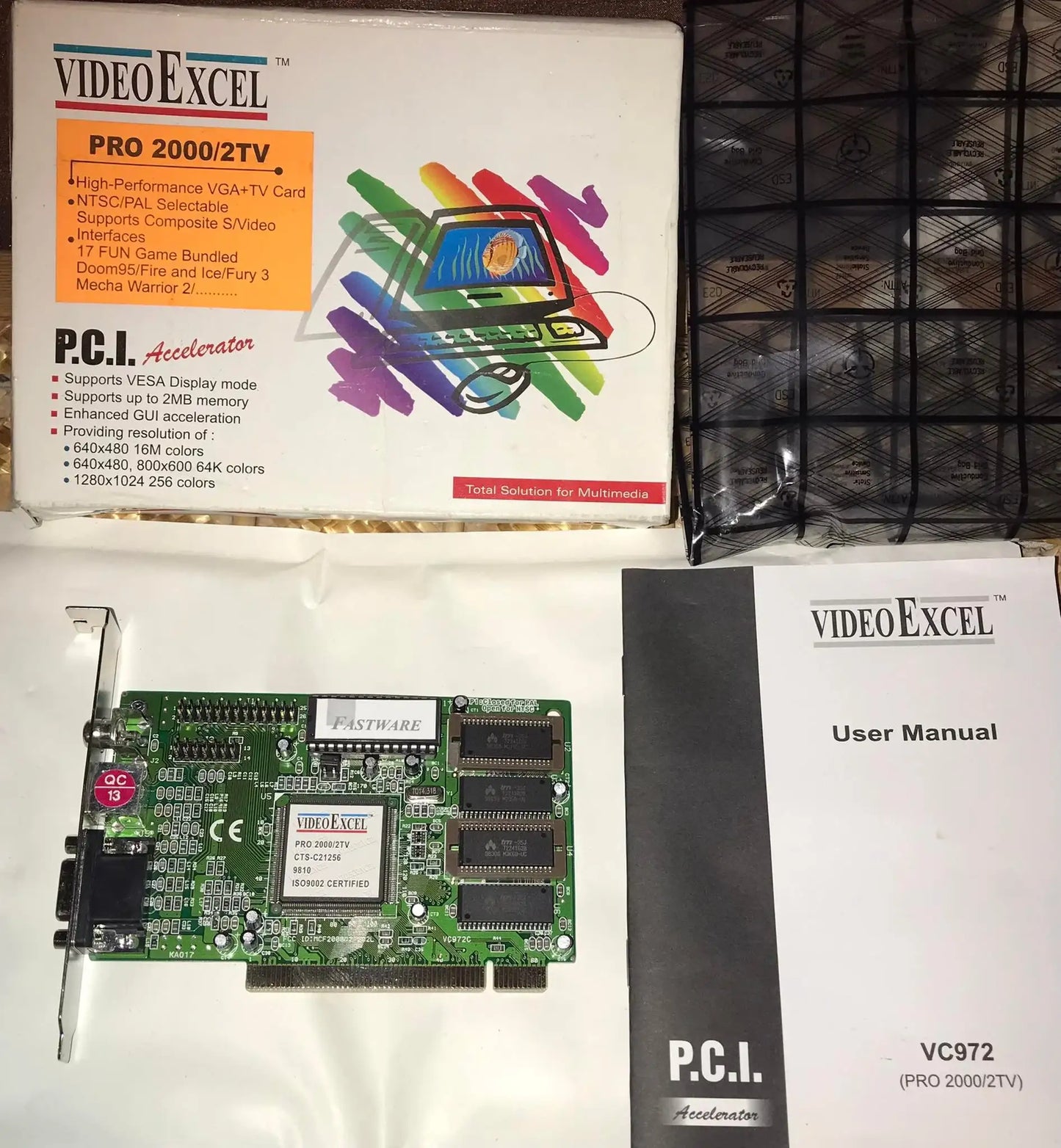 VIDEO EXCEL PRO 2000/2TV, CTS-C21256 9810, Vintage PAL VGA+TV Card, 2MB Magretro