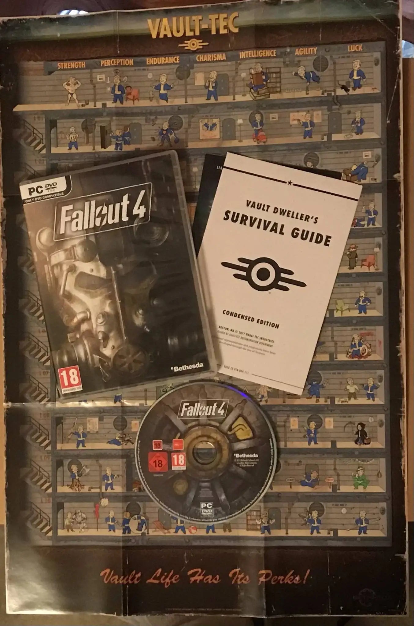 Fallout 4 - with 'Perks' poster - PC GAME DVD rom Magretro
