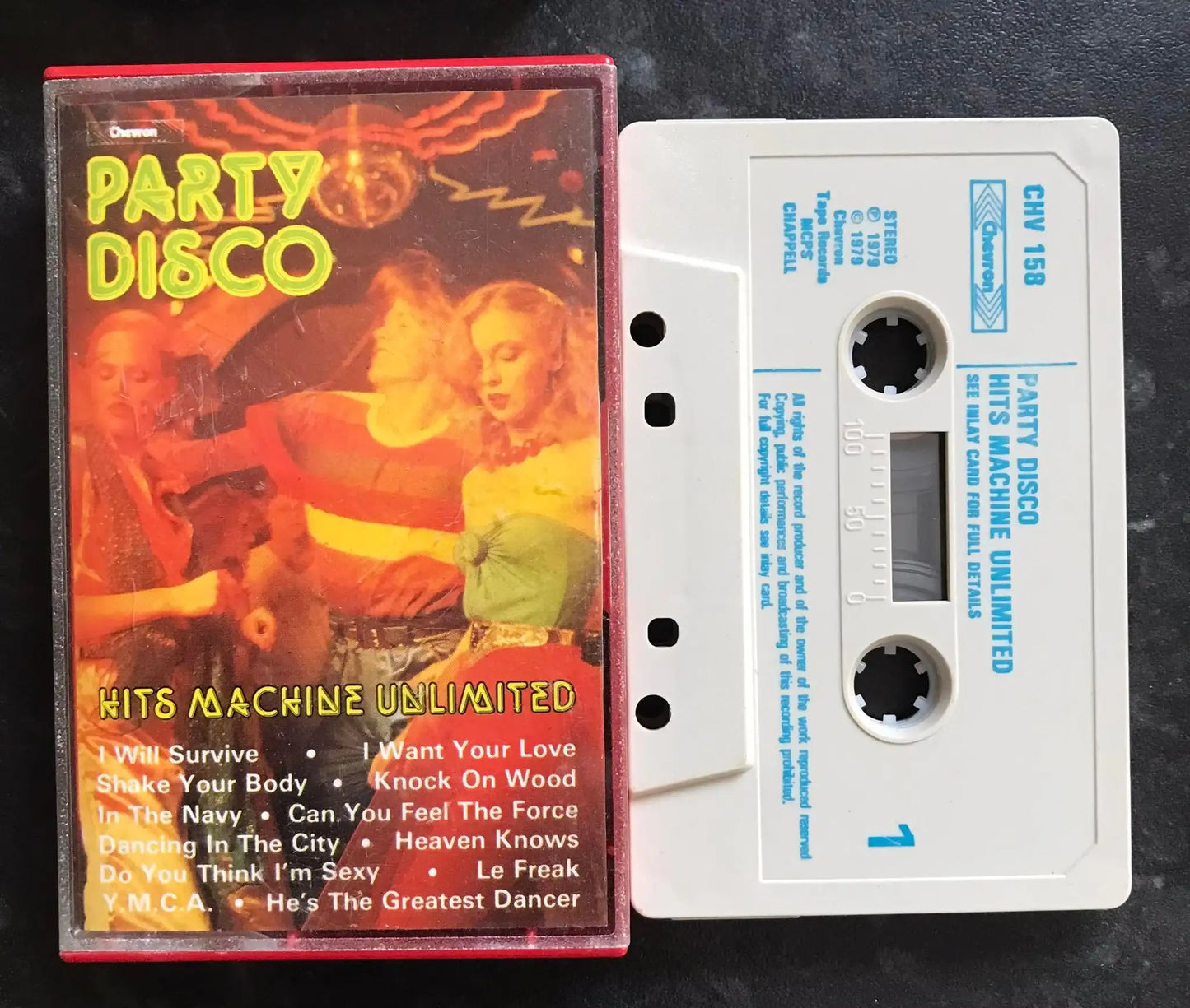 Party Disco Album, Hits Machine Unlimited, Chevron, CHV 158, Vintage Cassette Magretro