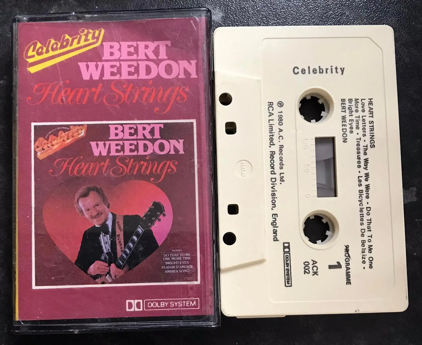 Bert Weedon, Heart Strings Album, Celebrity Label, ACK002, Vintage Cassette Magretro