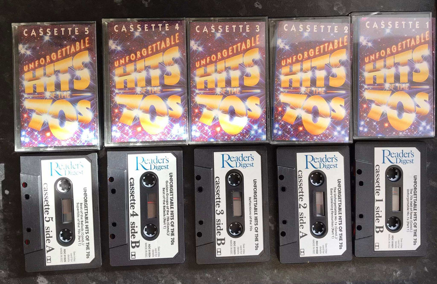 Unforgettable Hits of the 70's, 5 Tape Set, RDC 91921, Vintage Cassette Magretro