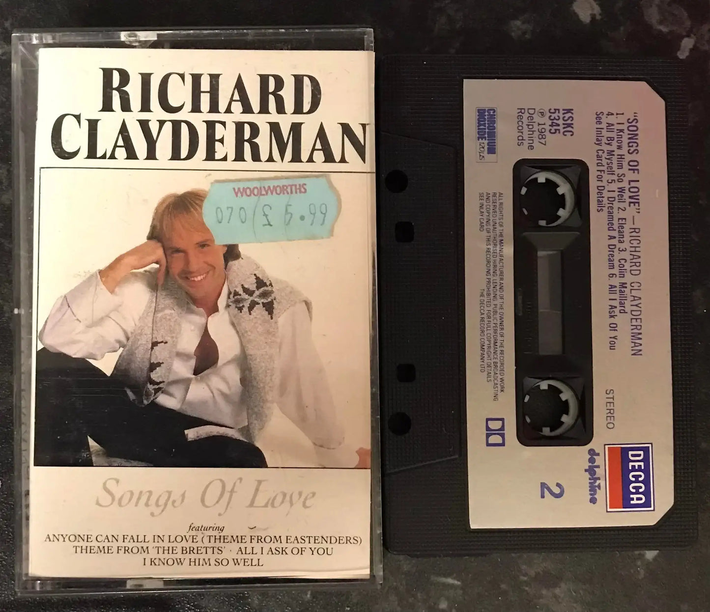 Richard Clayderman, Songs of Love, Decca, KSKC 5345, Vintage Cassette Magretro