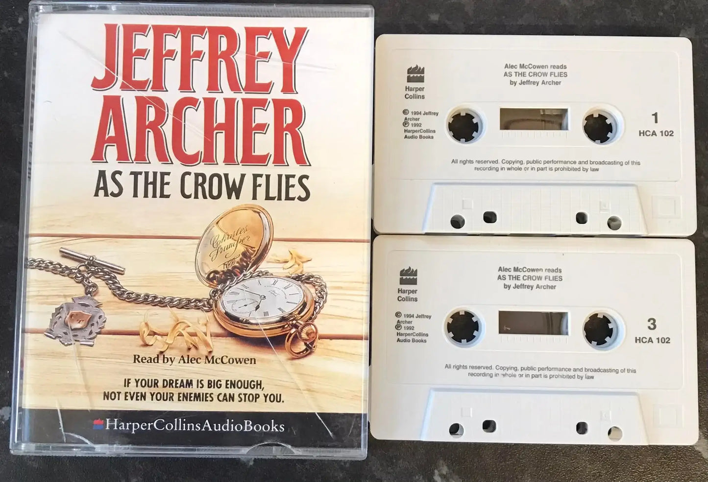 As The Crow Flies Audiobook, Jeffrey Archer, HCA 102, Vintage Cassette Magretro