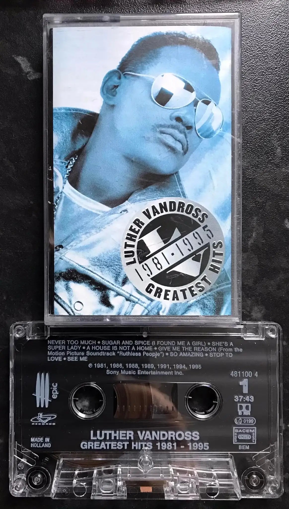 Luther Vandross Greatest Hits 1981 to 1995, EPC 481100 4, Epic, Vintage Cassette Magretro