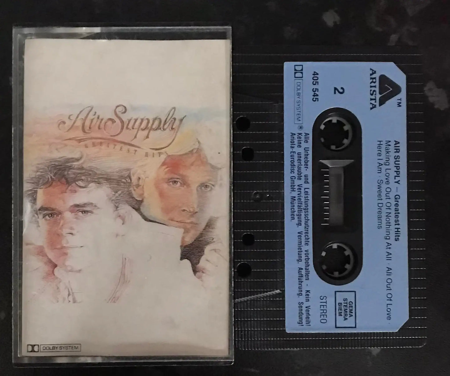 Air Supply Greatest Hits Album, Arista 405545, Vintage Cassette, RARE Magretro