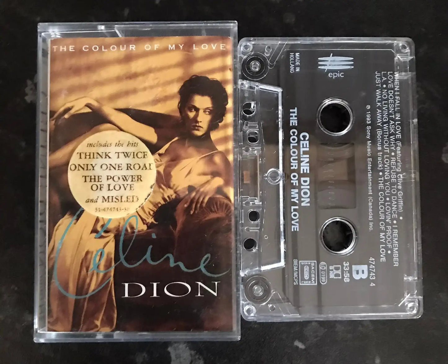 Celine Dion, The Colour Of My Love Album, Epic, 474743 4, Vintage Cassette Magretro