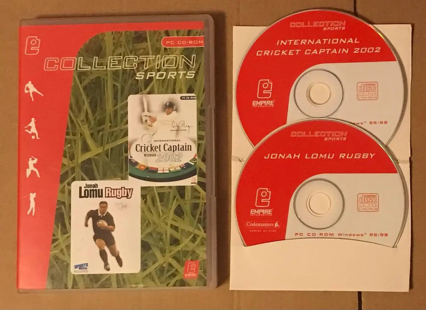 SPORTS COLLECTION PC - 2 GAME SET - LOMU RUGBY /INT CRICKET CAPTAIN 2002 Magretro