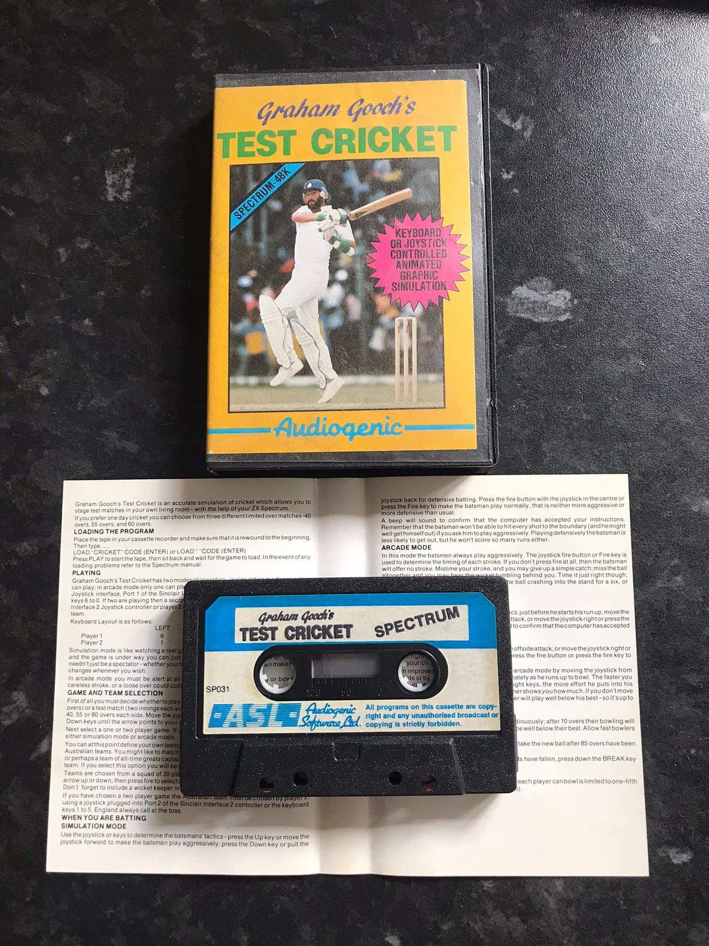 Graham Gooch Test Cricket, ZX Spectrum by Audiogenic, WORKING Magretro