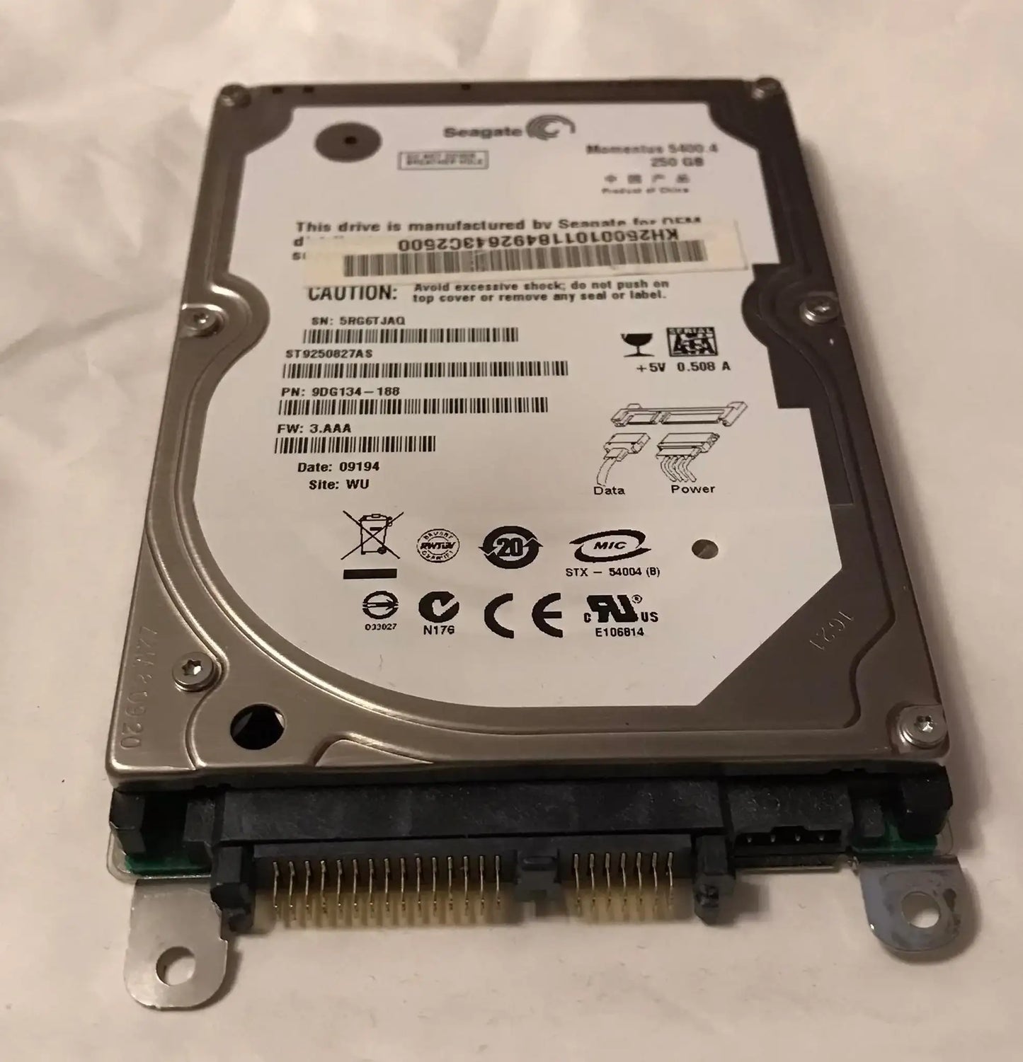 Seagate Momentus 2.5" HDD 5400.4, 250GB, Internal, 5400 RPM, ST9250827AS Magretro