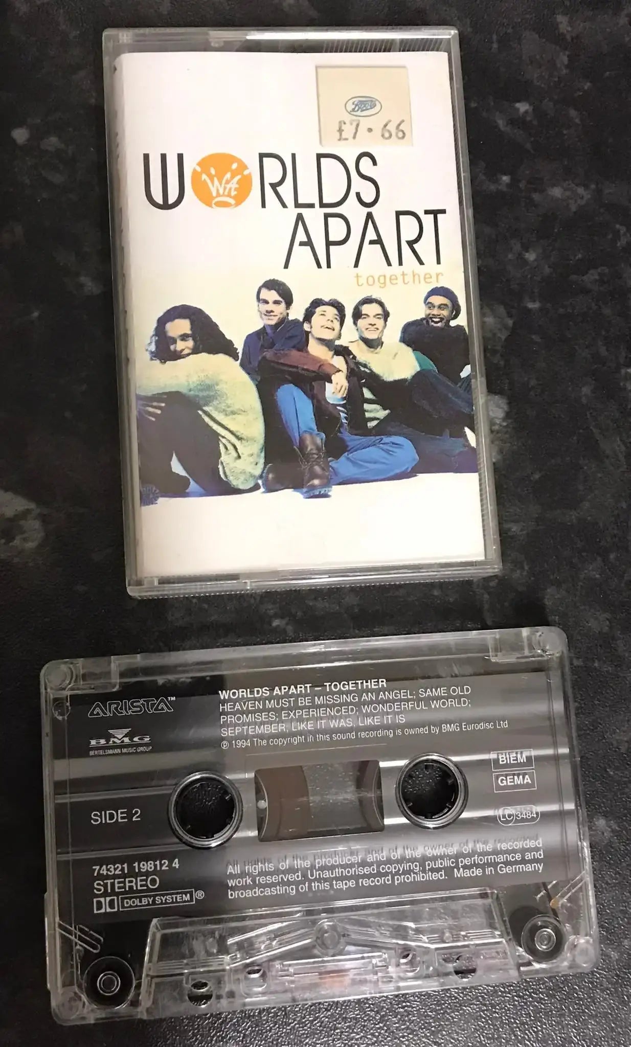 Worlds Apart, Together Album, Arista, 74321198124, Vintage Cassette Magretro