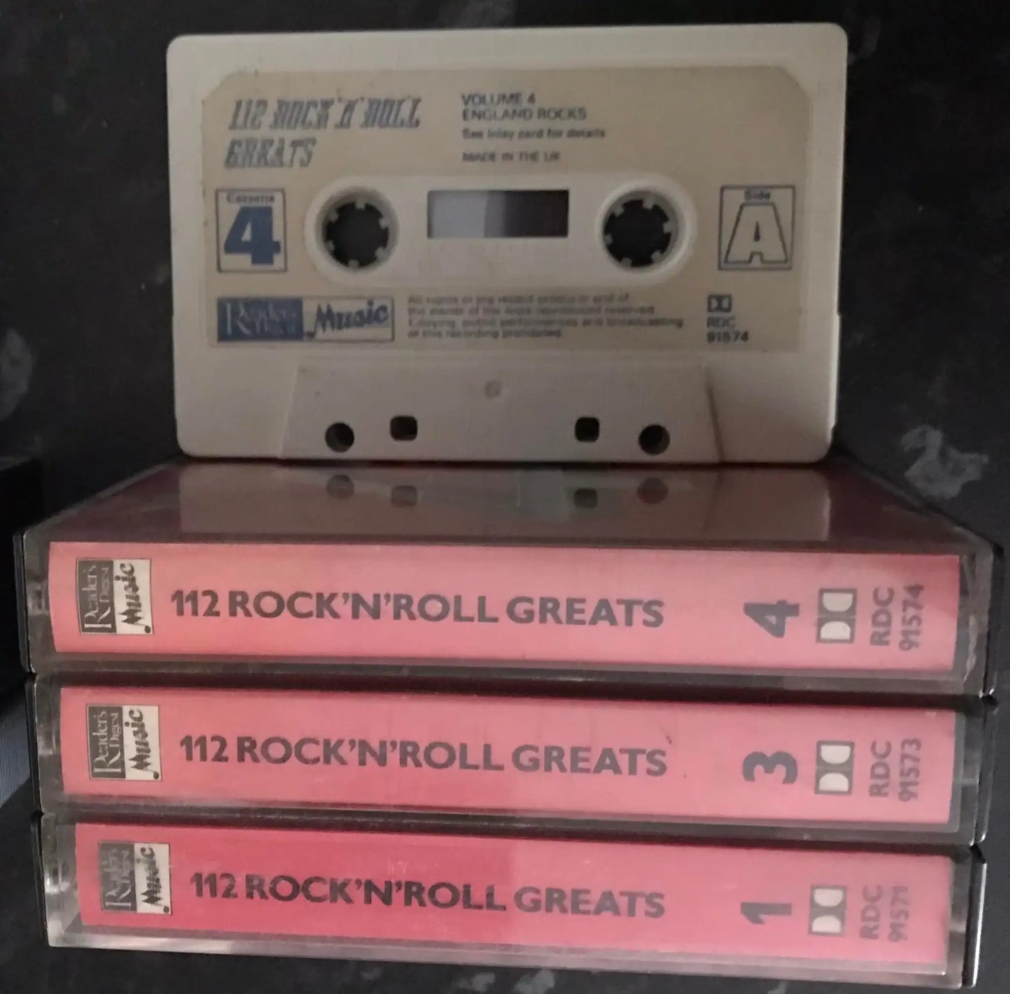 112 Rock 'n' Roll Greats, tapes 1,3, and 4, RDC 91571, Vintage Cassette Magretro