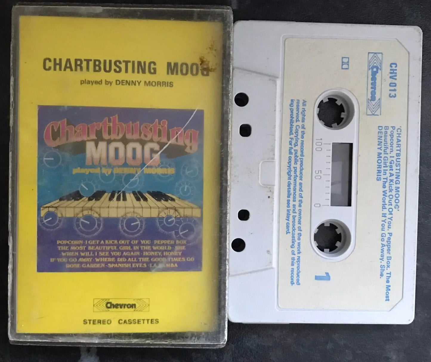 Chartbusting Moog Album, Denny Morris, Chevron, CHV 013, Vintage Cassette Magretro