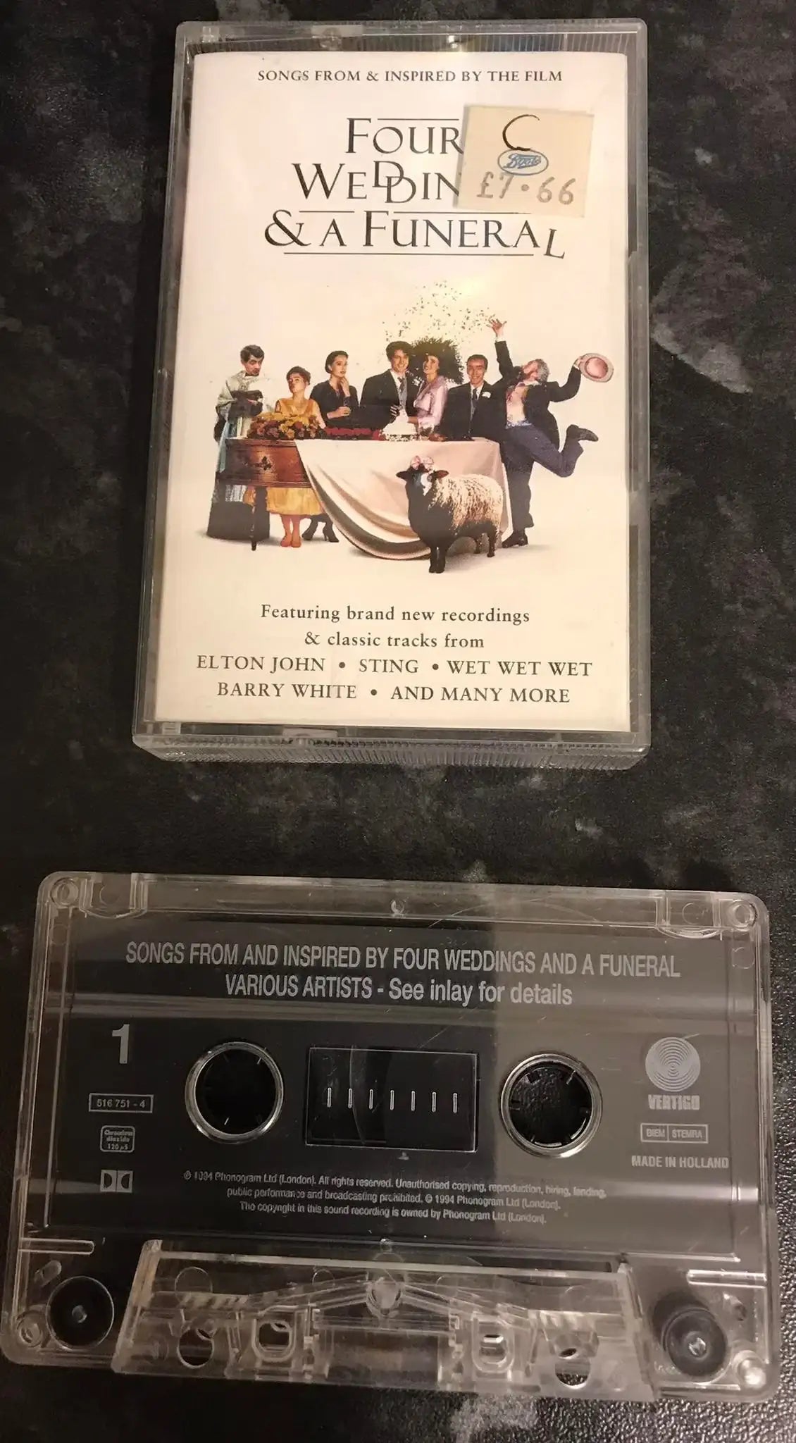 Four Weddings and a Funeral, Vertigo Label, 516 751-4, Vintage Cassette Magretro