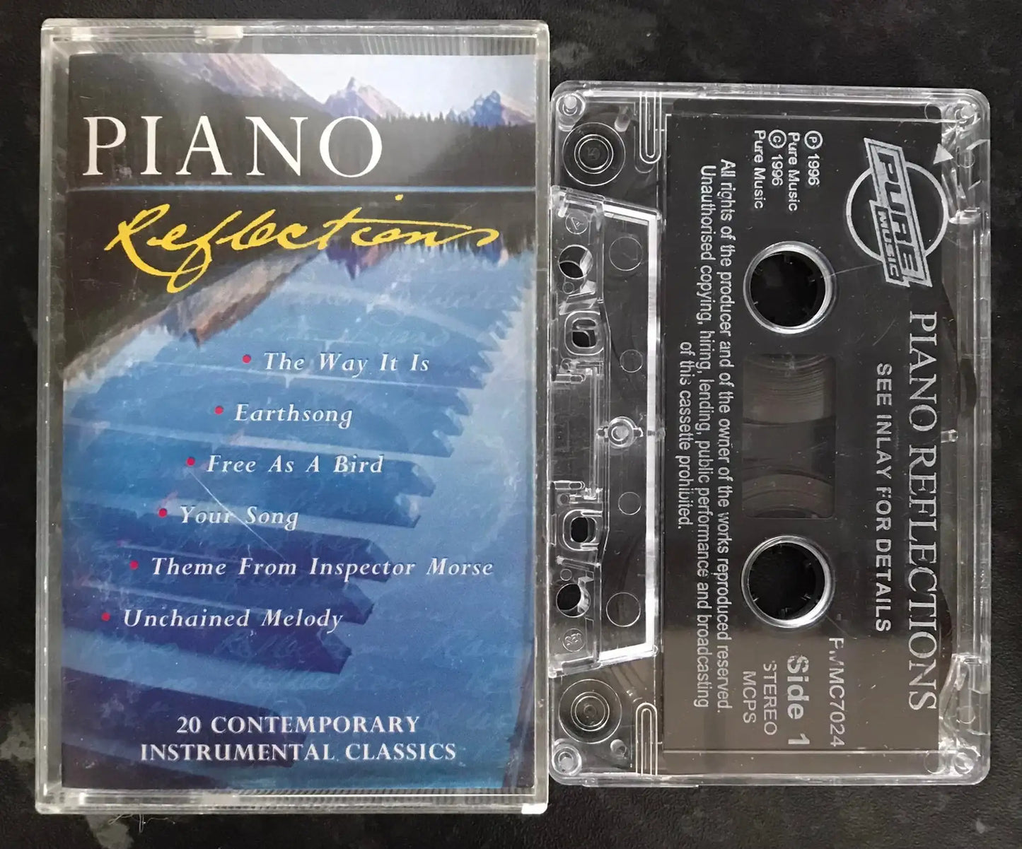 Piano Reflections Album, Pure Music label, pmmc 7024, Vintage Cassette Magretro