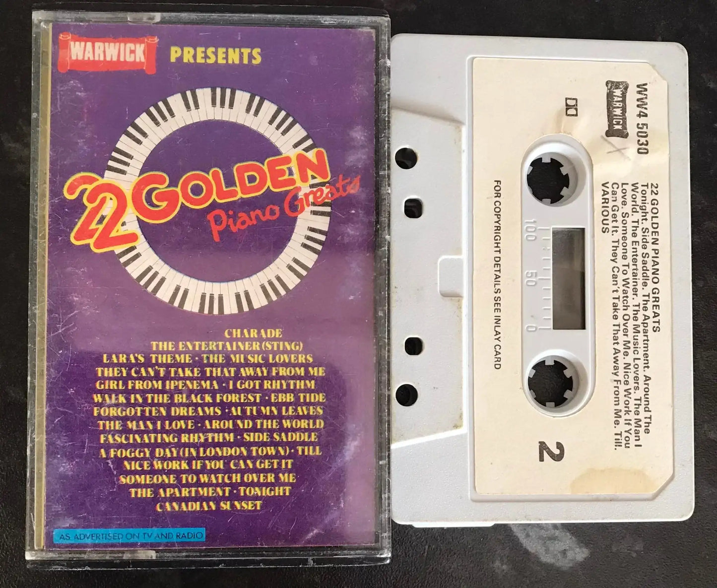 Warwick Presents 22 Golden Piano Greats, ww4 5030, Vintage Cassette Magretro