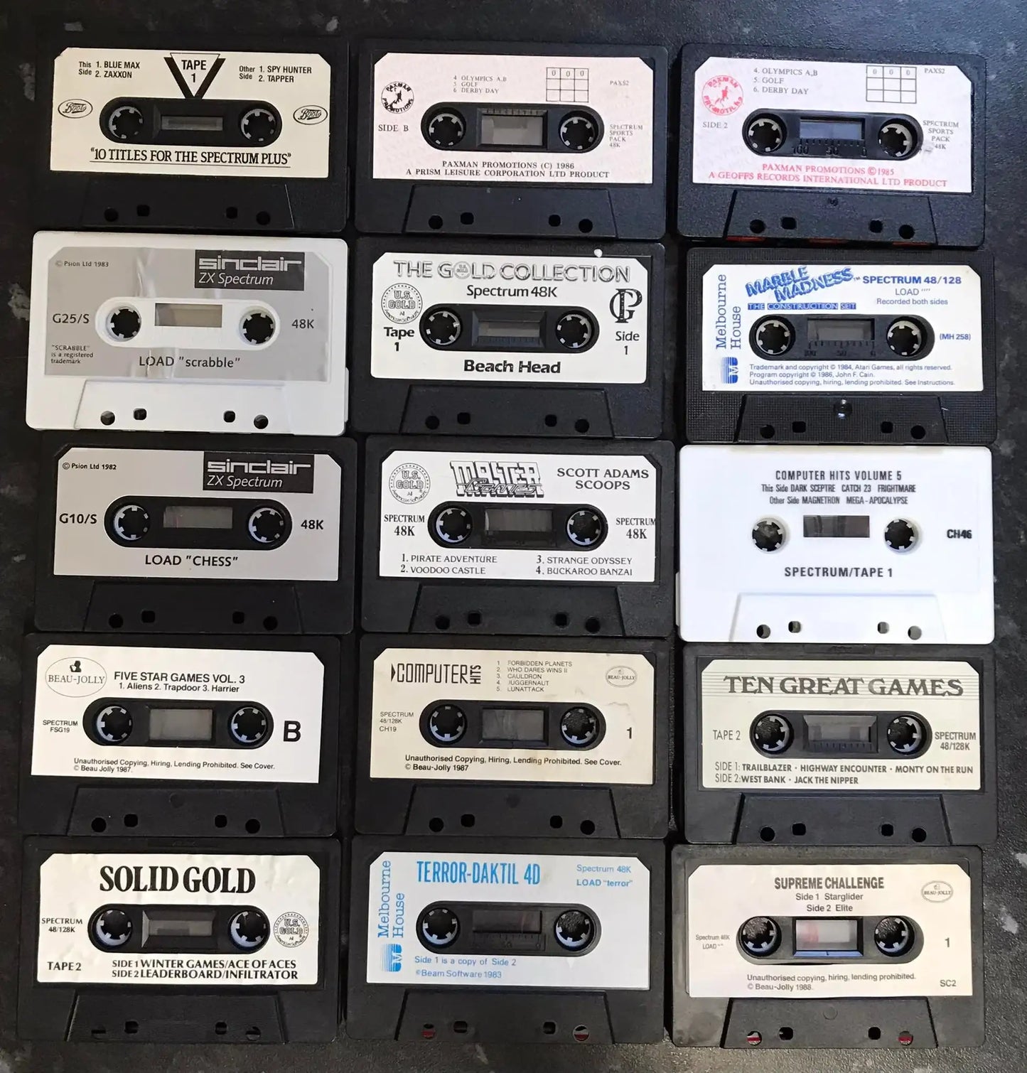 15 Games Loose Tape Bundle, Cassettes for Sinclair ZX Spectrum Computer Magretro
