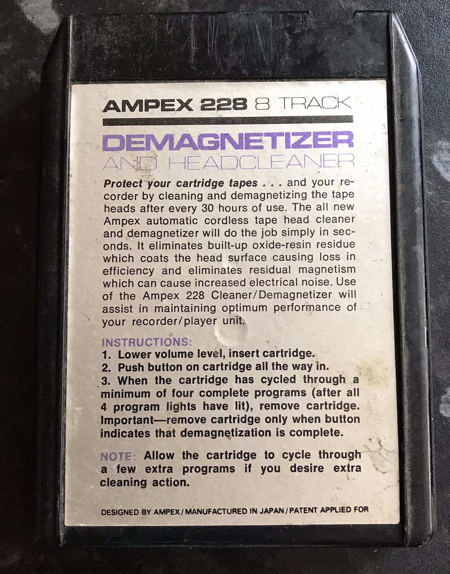 AMPEX 228 Demagnetizer & Headcleaner 8-Track Tape Magretro