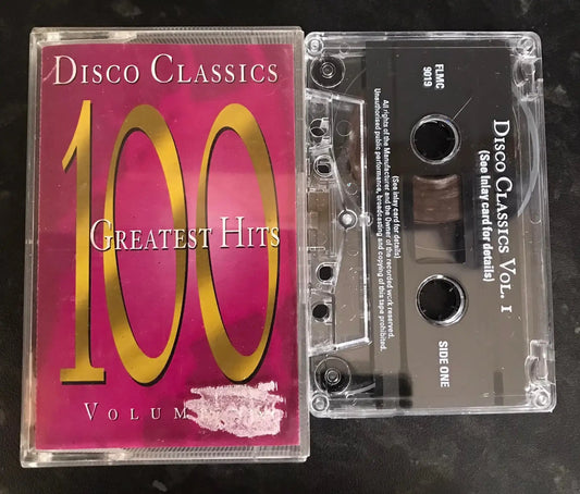 Disco Classics Vol 1, 100 Greatest Hits, FLMC 9019, MCPS, Vintage Cassette Magretro