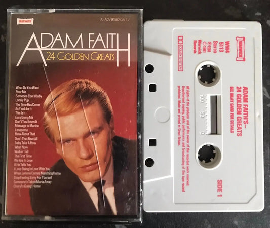 Adam Faith, 24 Golden Greats Album, Warwick Records, WW4 5113, Vintage Cassette Magretro