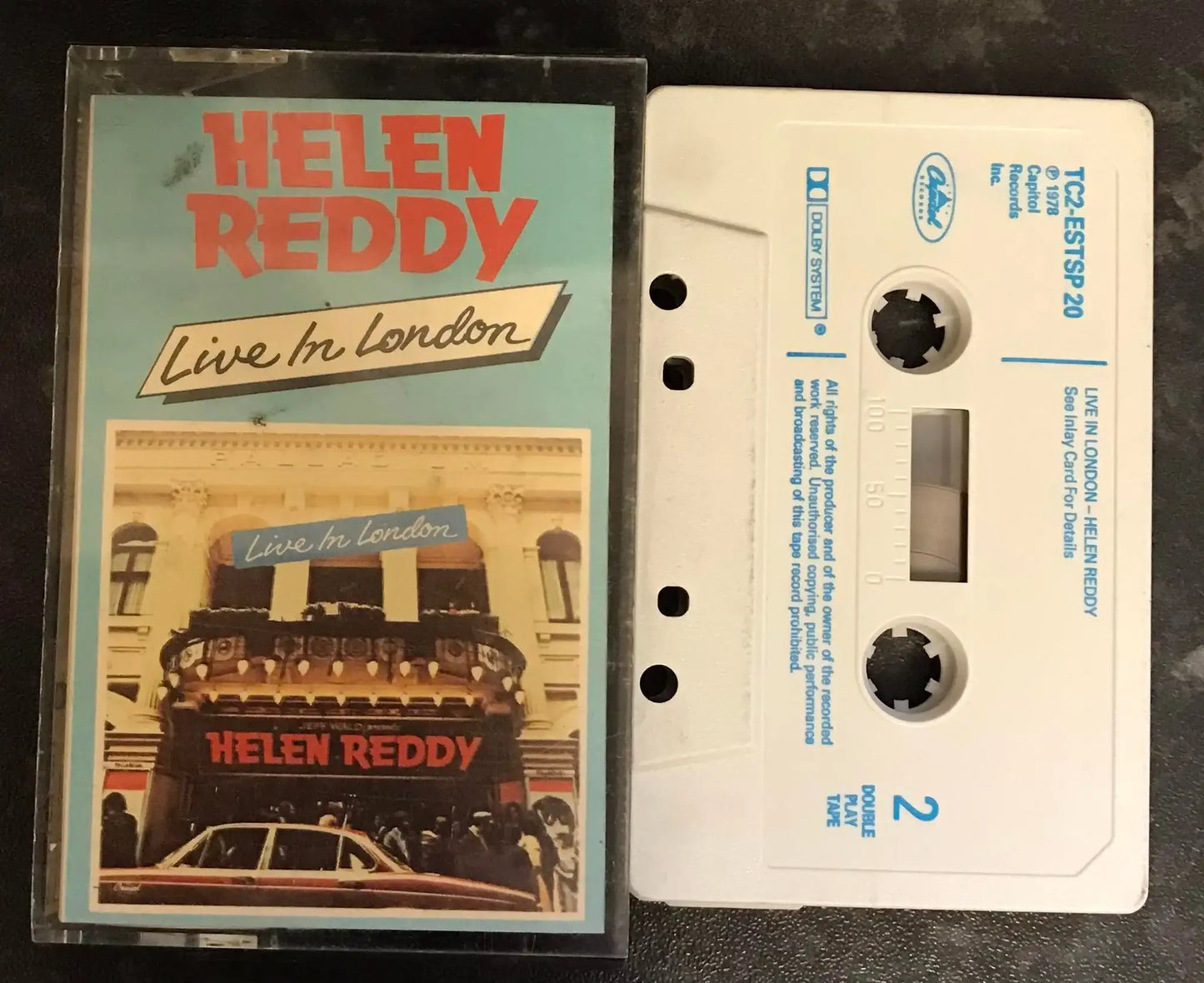 Helen Reddy, Live in London Album, RARE, tc2-estsp 20, Capitol, Vintage Cassette Magretro