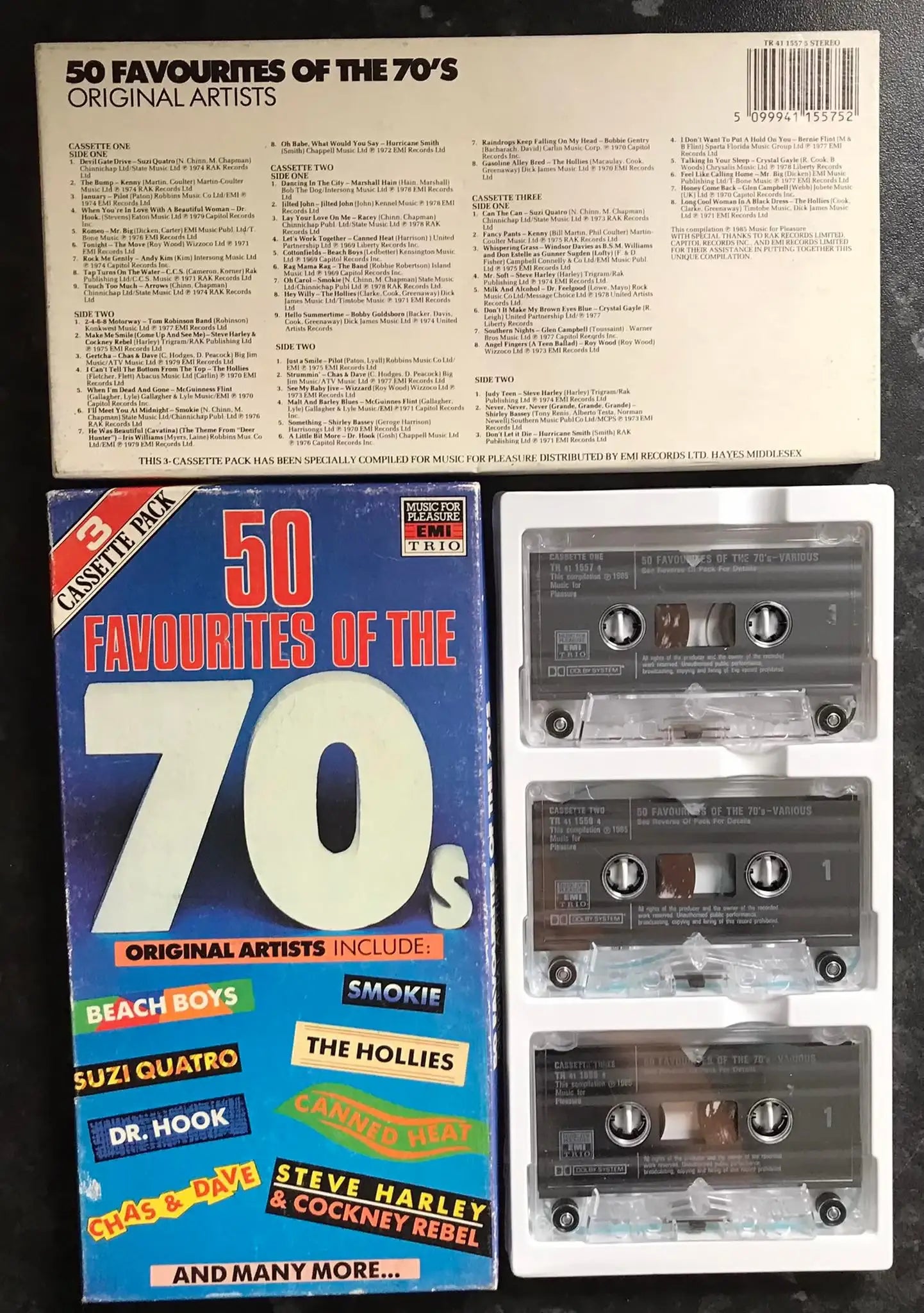 50 Favourites Of The 70's, Original Artists triple Pack, Vintage Cassette Magretro