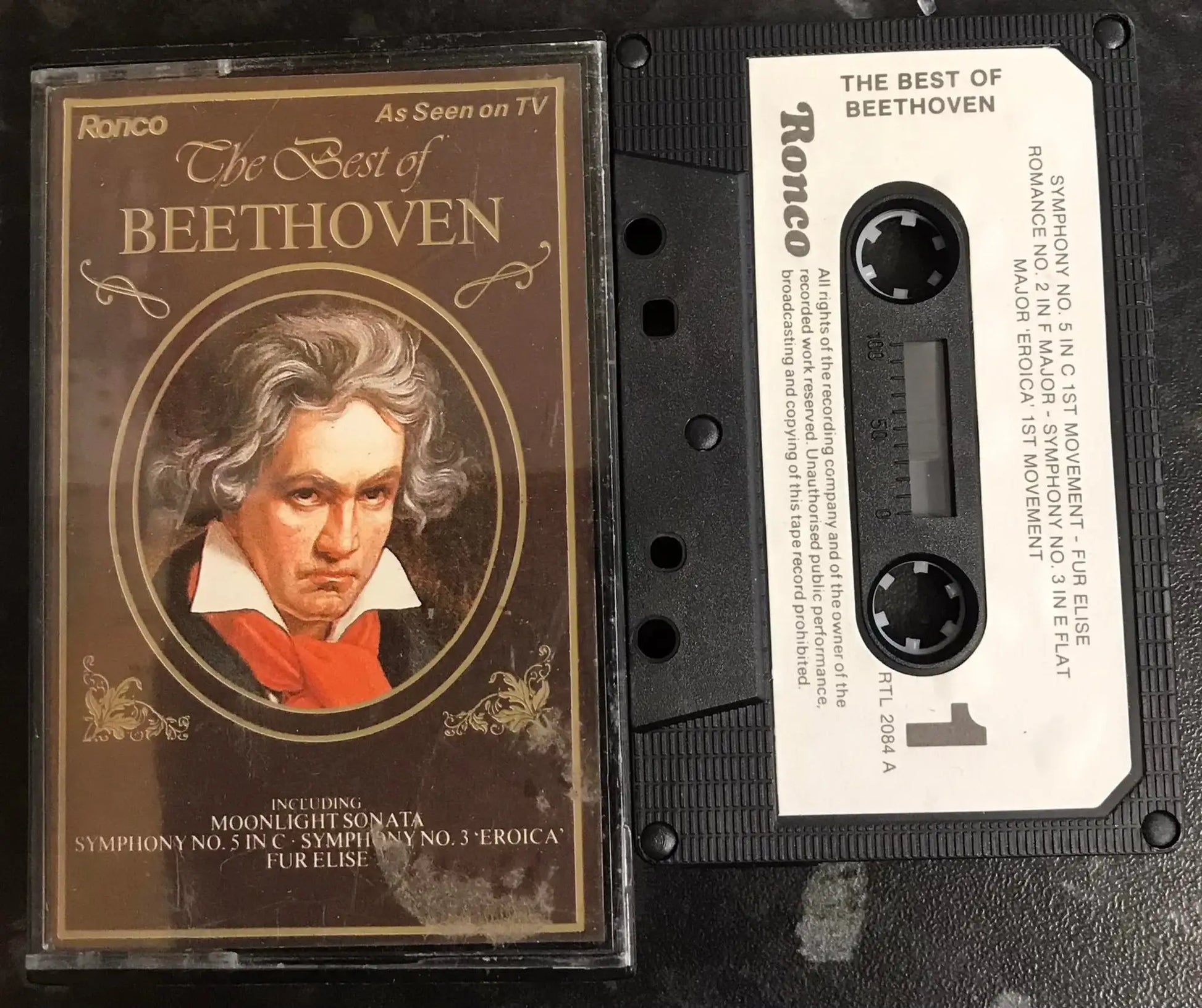 The Best of Beethoven Album, 1982 Ronco label, RTL 2084 A, Vintage Cassette Magretro