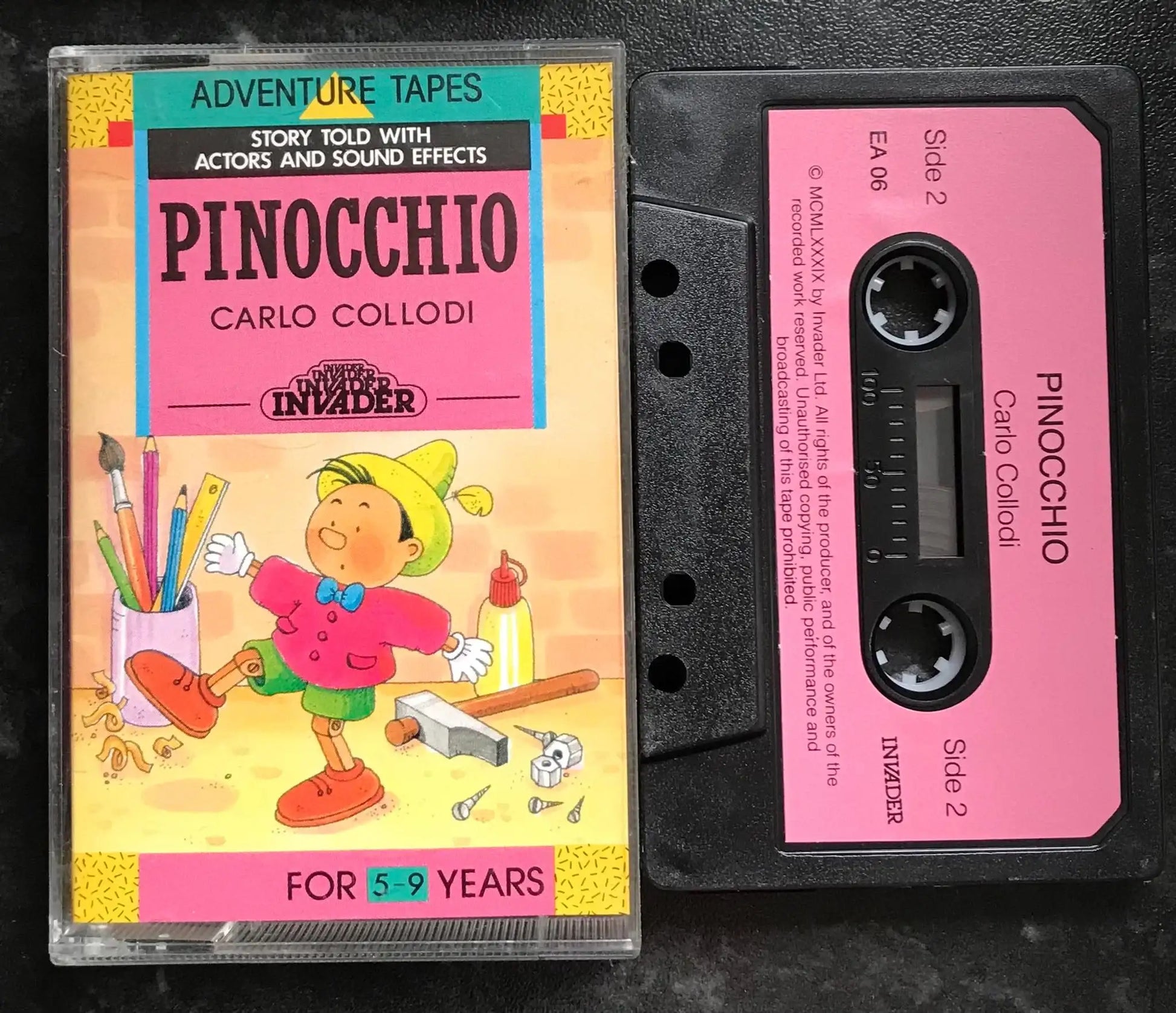 Pinocchio by Invader, Carlo Collodi, Audio Storybook, Vintage Cassette Magretro
