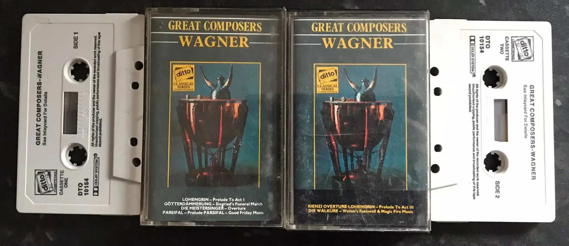 Great Composers, Wagner, Double Album, DITTO, DTO 10154A, Vintage Cassette Magretro