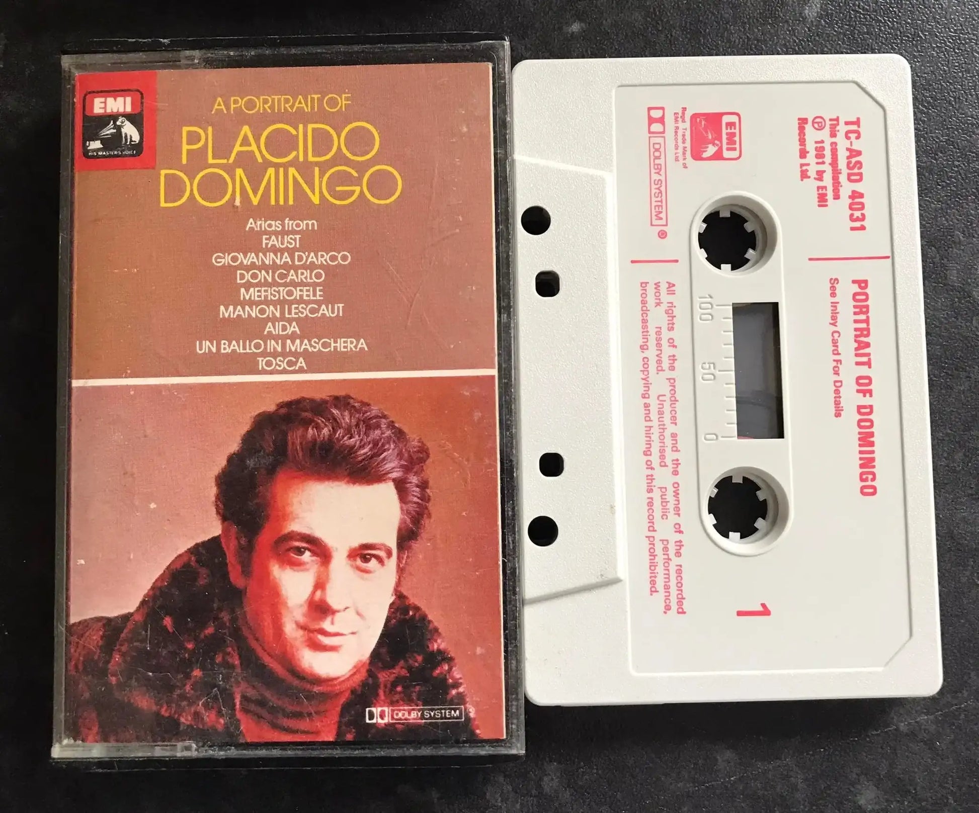 A Portrait of Placido Domingo Album, EMI, TC-ASD 4031, Vintage Cassette Magretro