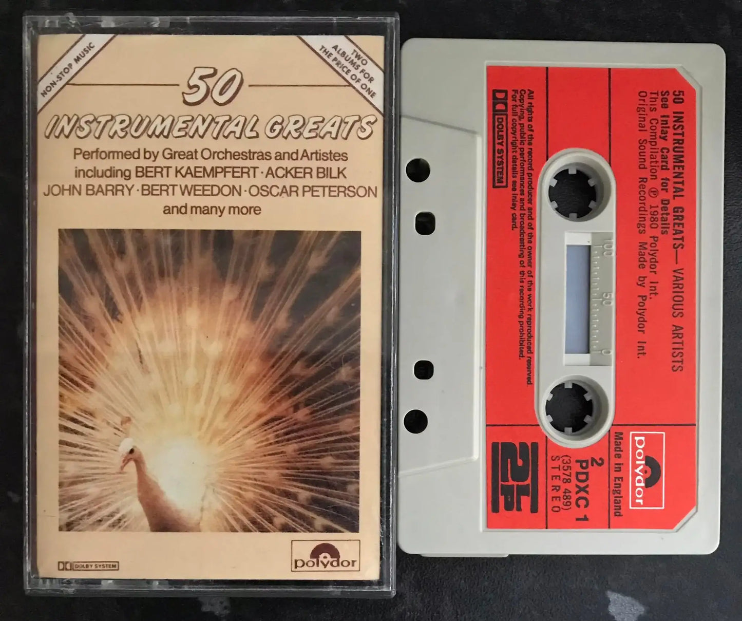 50 Instrumental Greats, 2LP, Rare, PDXC1, Polydor, Vintage Cassette Magretro