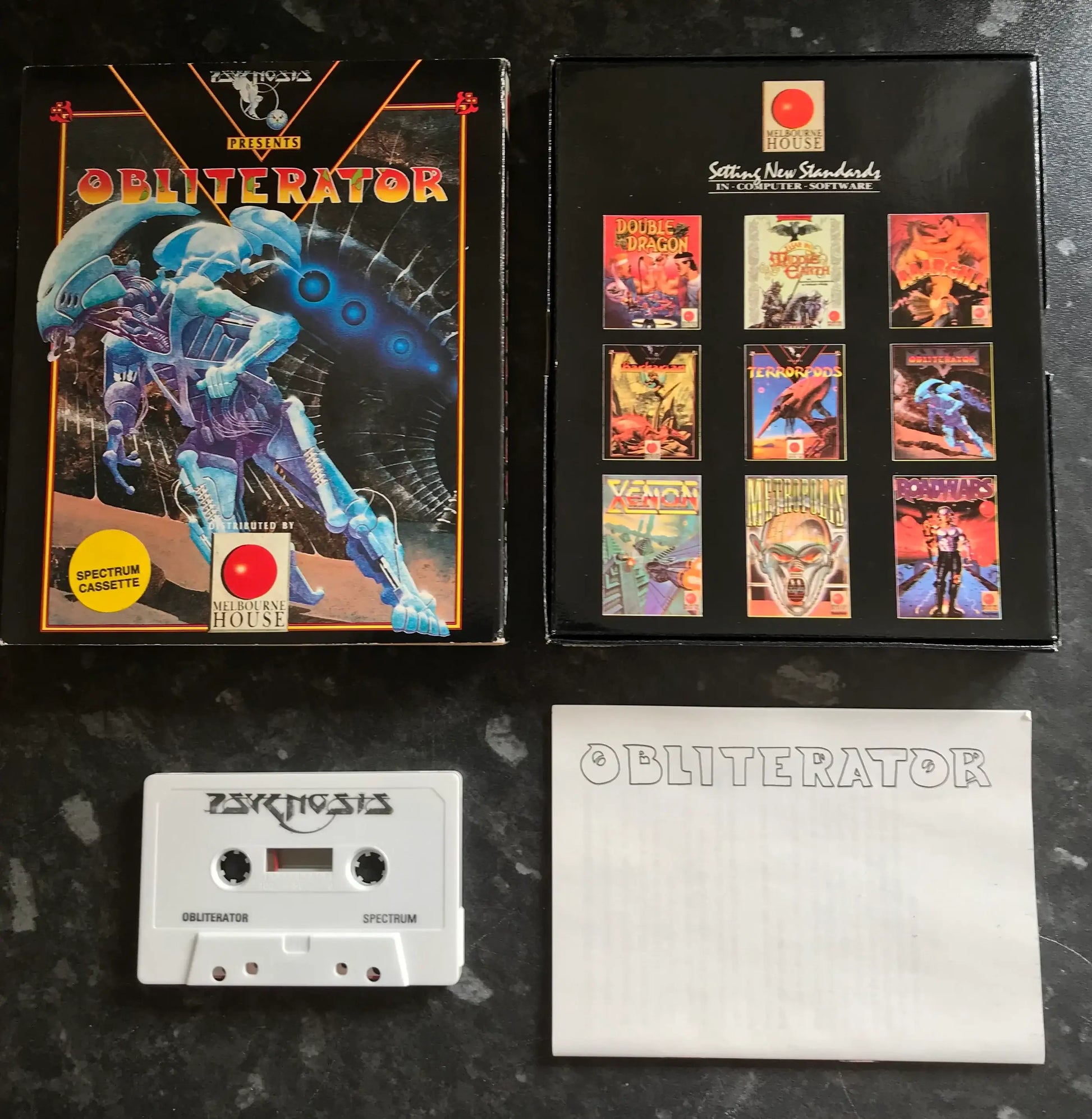 Obliterator, ZX Spectrum by Psygnosis / Melbourne House, WORKIN, big box version Magretro