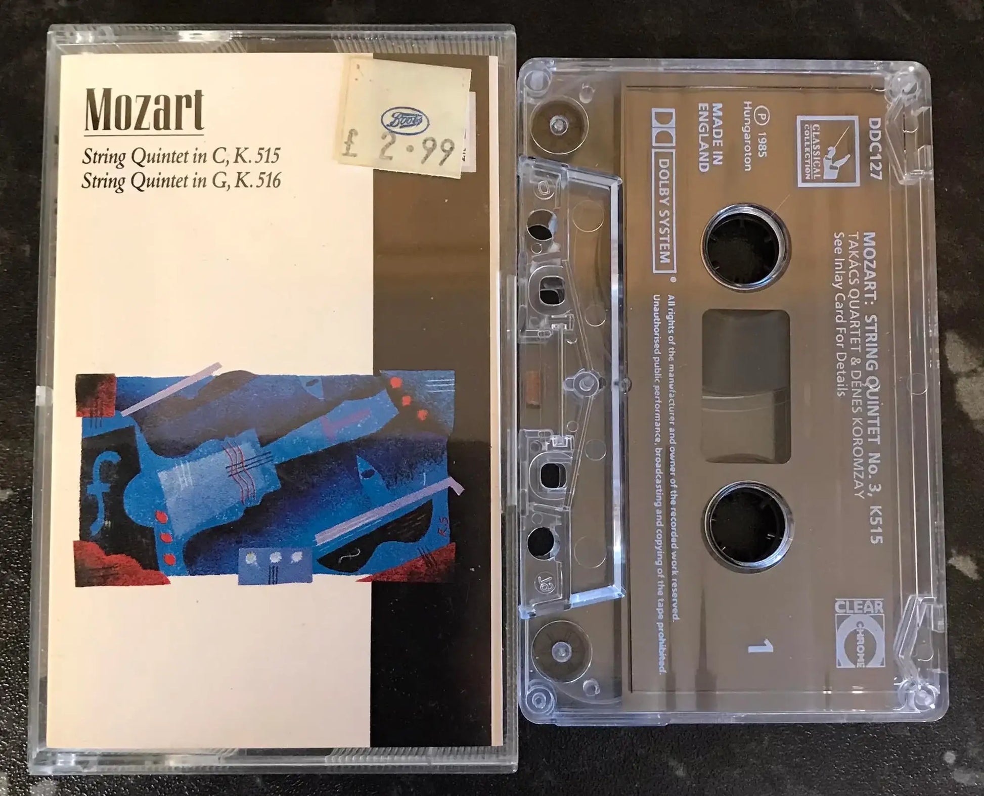 Mozart, String Quartet in C, K. 515, Boots, DDC 127, Vintage Cassette Magretro