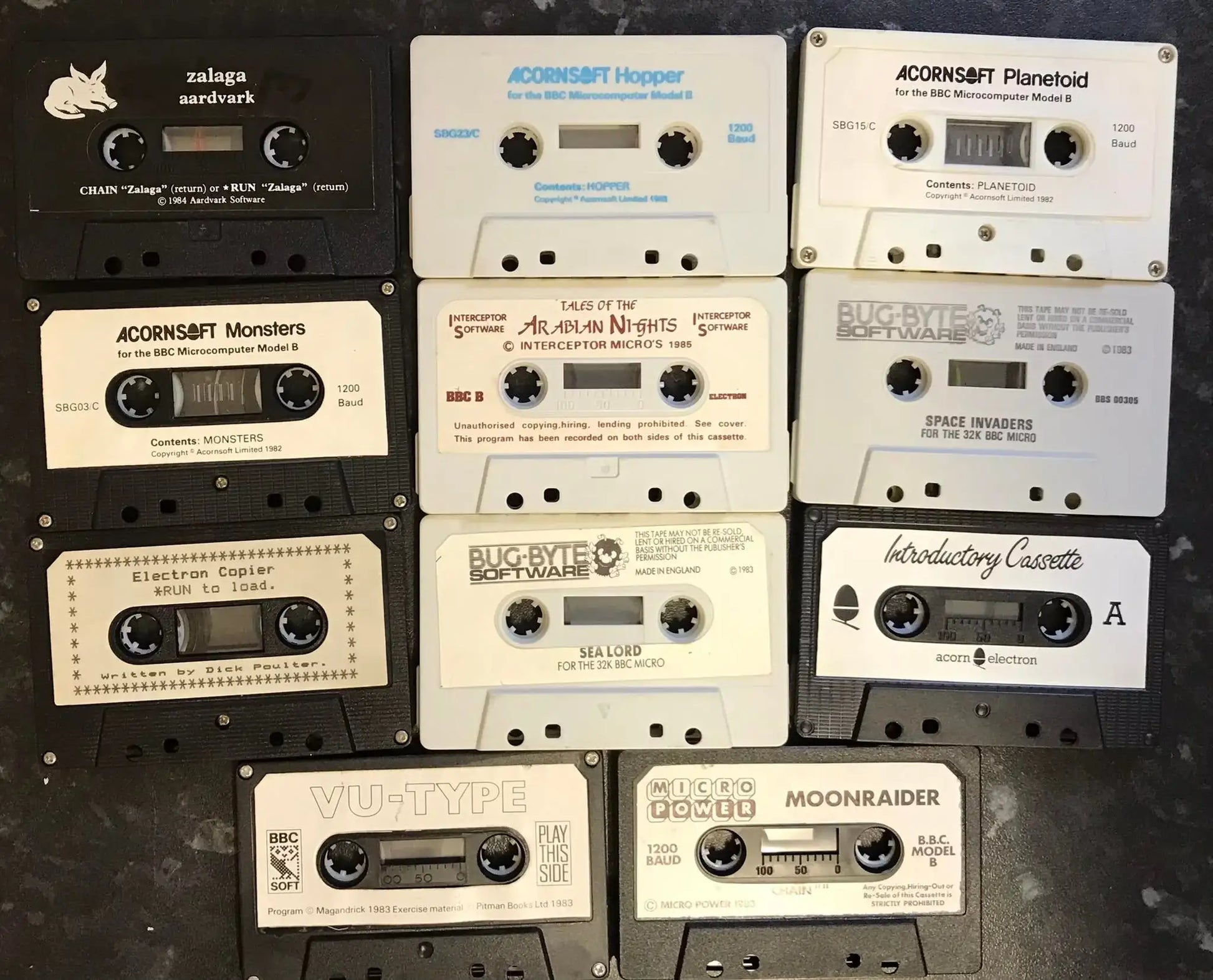 11 Games Loose Tape Bundle, Cassettes for BBC and Acorn Electron Computers Magretro