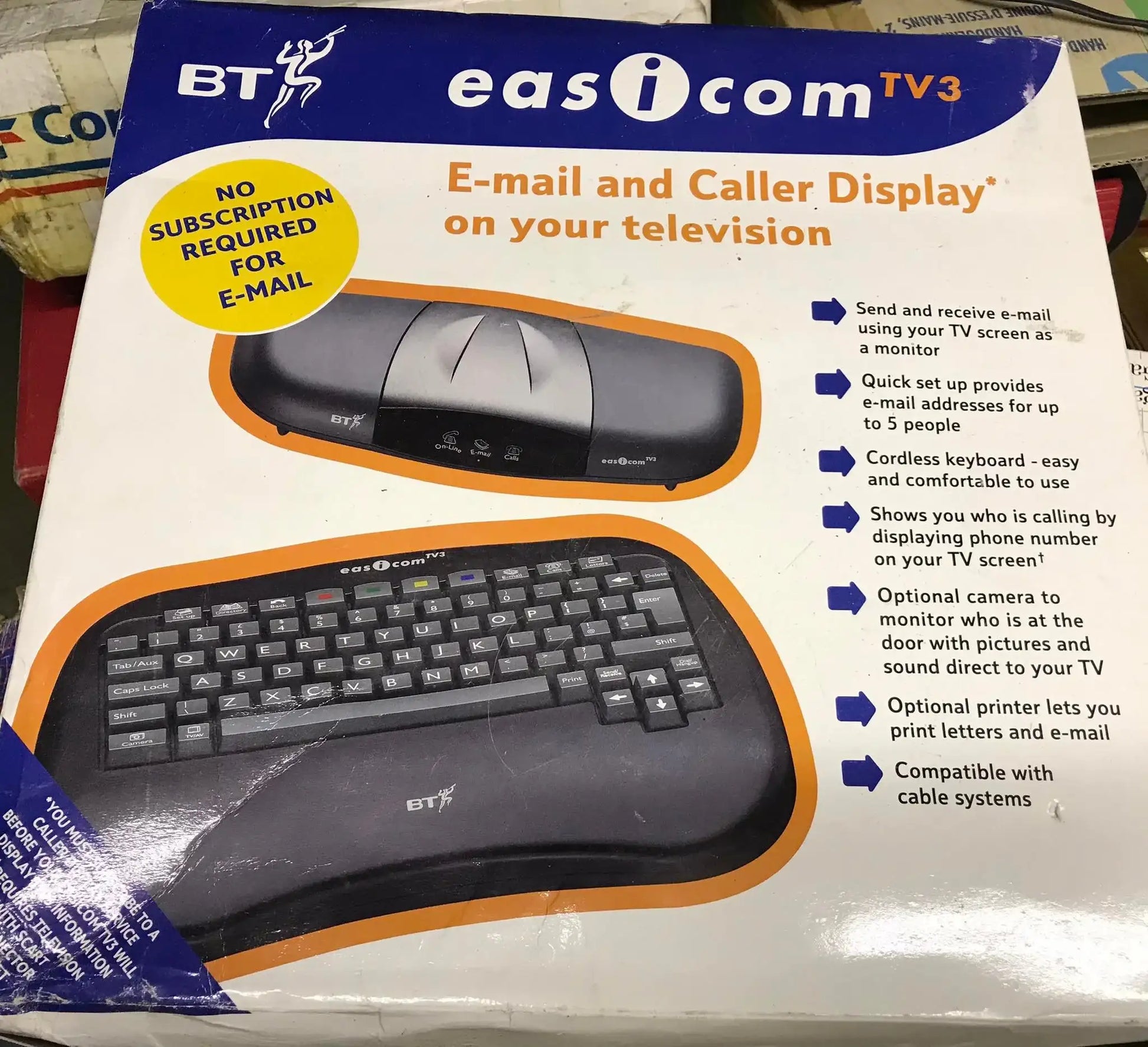 Vintage Easicom TV3 TV Internet Keyboard UK boxed Magretro