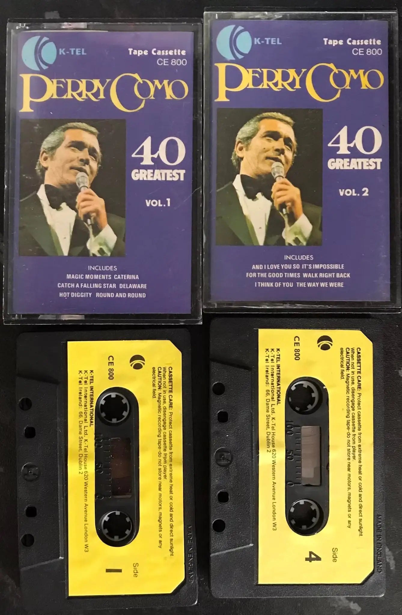 Perry Como 40 Greatest, Vol 1 & 2, K-Tel CE 800, Vintage Cassette Magretro