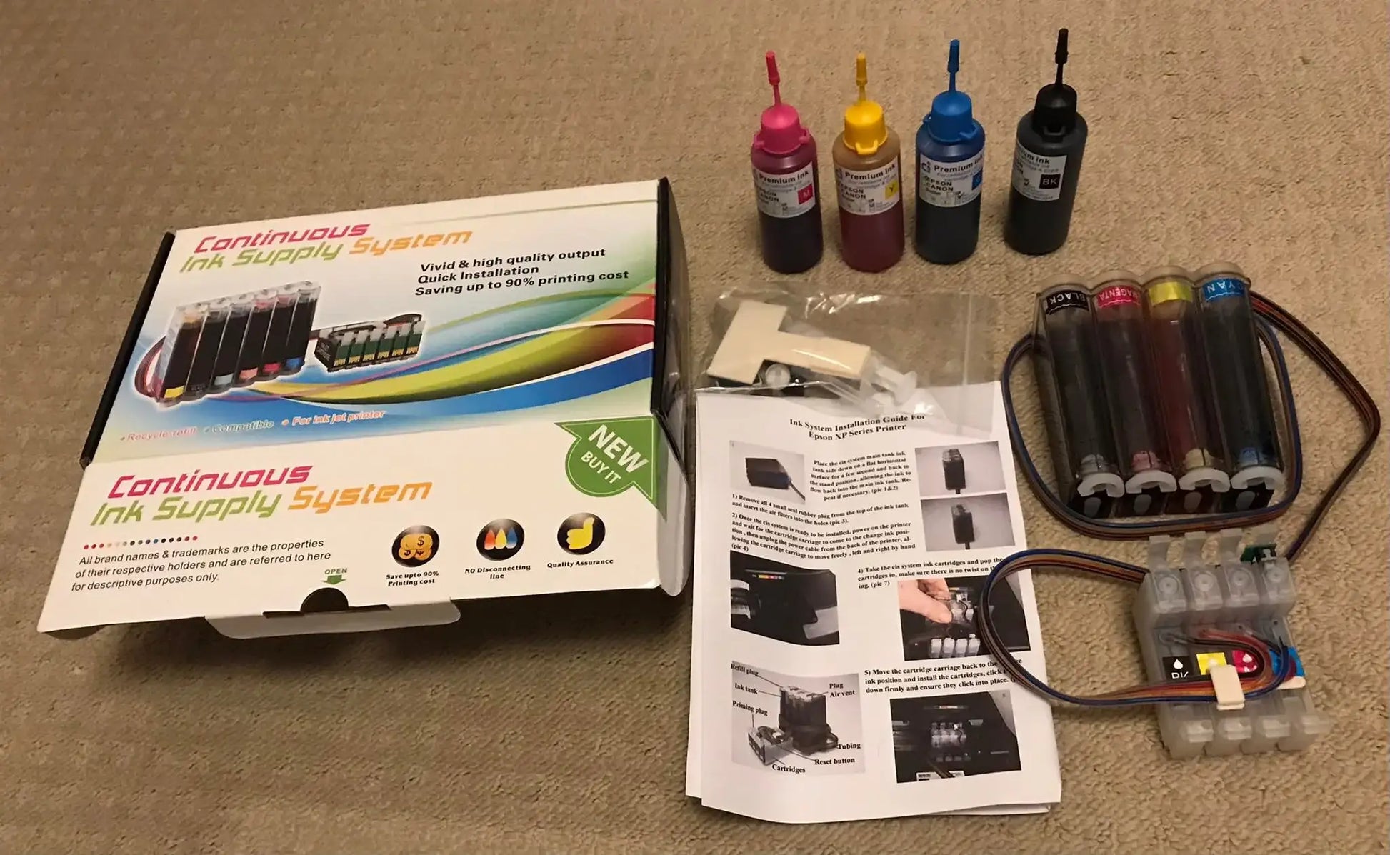 Continuous Ink Supply System (CISS) for Compatible EPSON T1285 Magretro