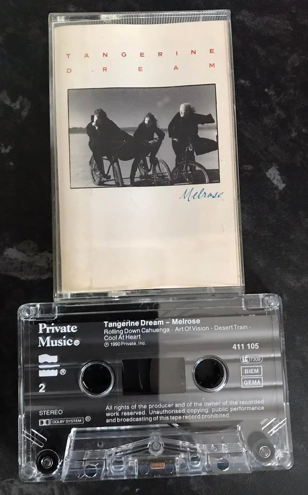 Tangerine Dream, Melrose Album, Private Music, 411 105, Vintage Cassette Magretro