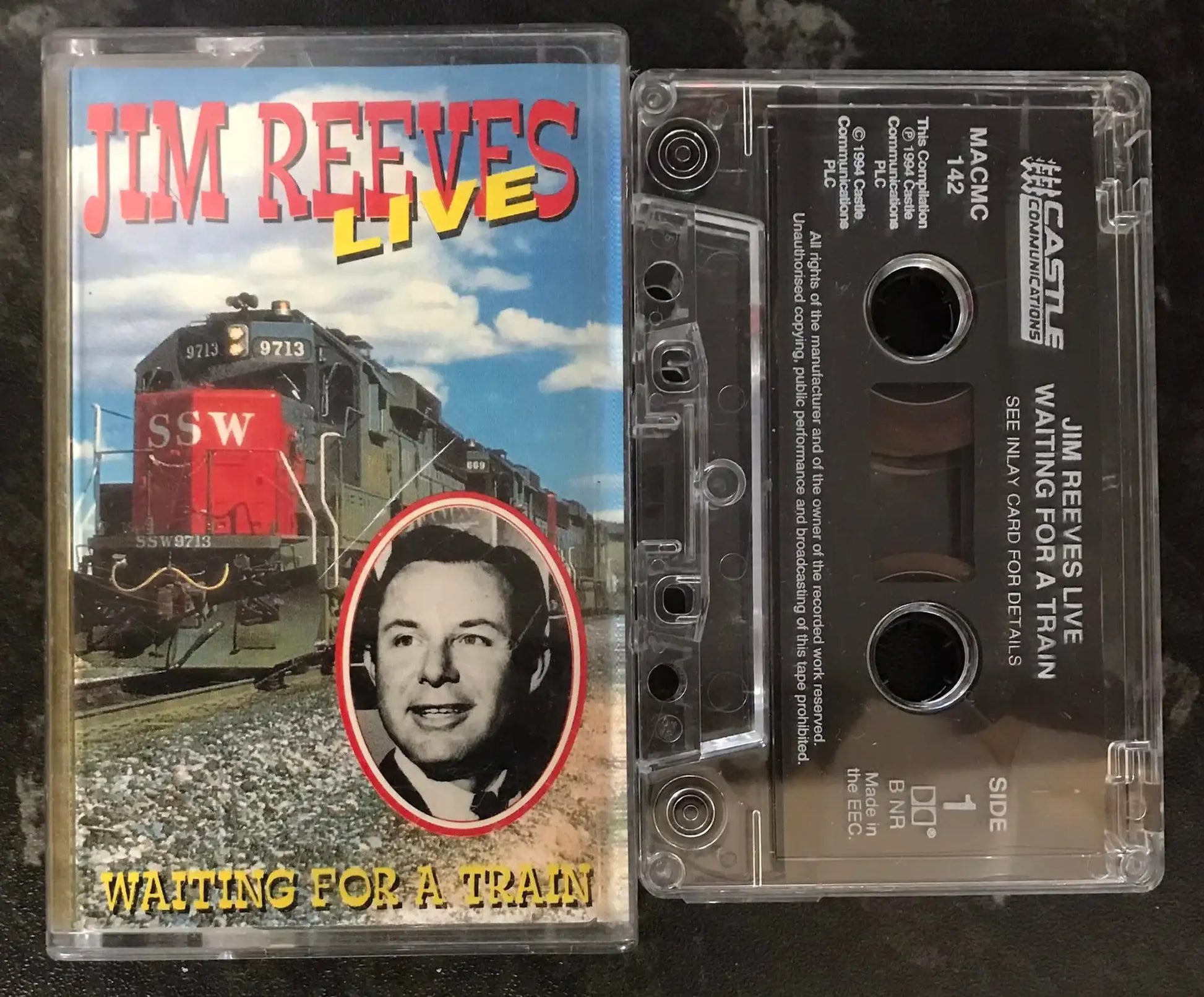 Jim Reeves Live, Waiting For A Train Album, Castle MACMC 142, Vintage Cassette Magretro