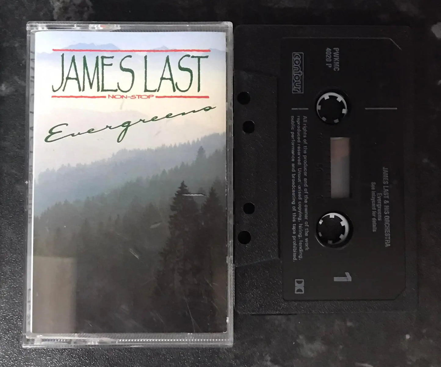 James last, Non Stop Evergreens Album, Contour PWKMC 4020 P, Vintage Cassette Magretro
