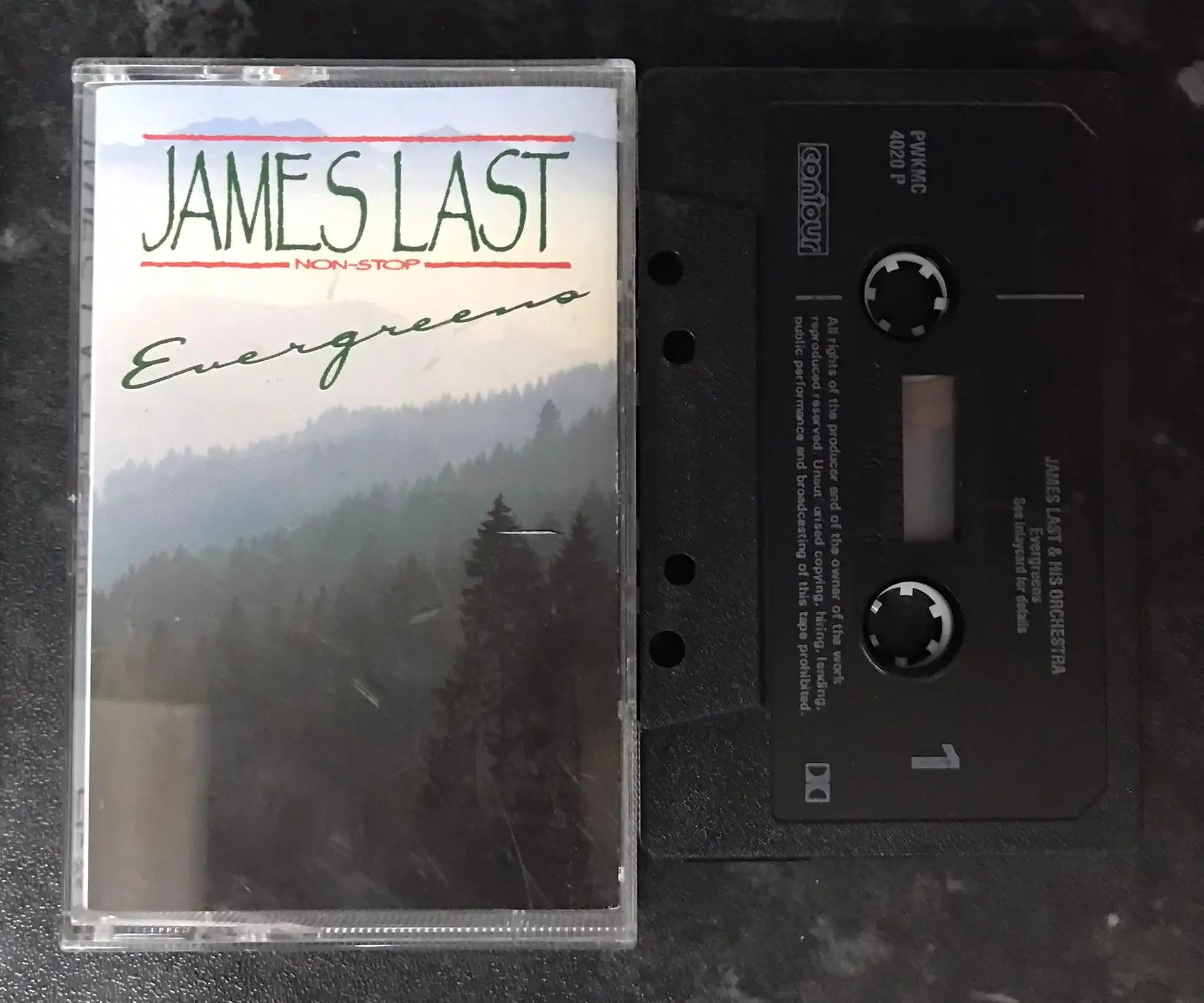 James last, Non Stop Evergreens Album, Contour PWKMC 4020 P, Vintage Cassette Magretro