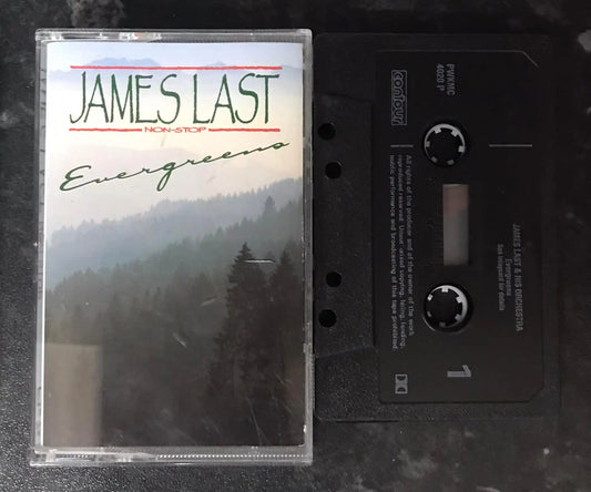 James last, Non Stop Evergreens Album, Contour PWKMC 4020 P, Vintage Cassette Magretro