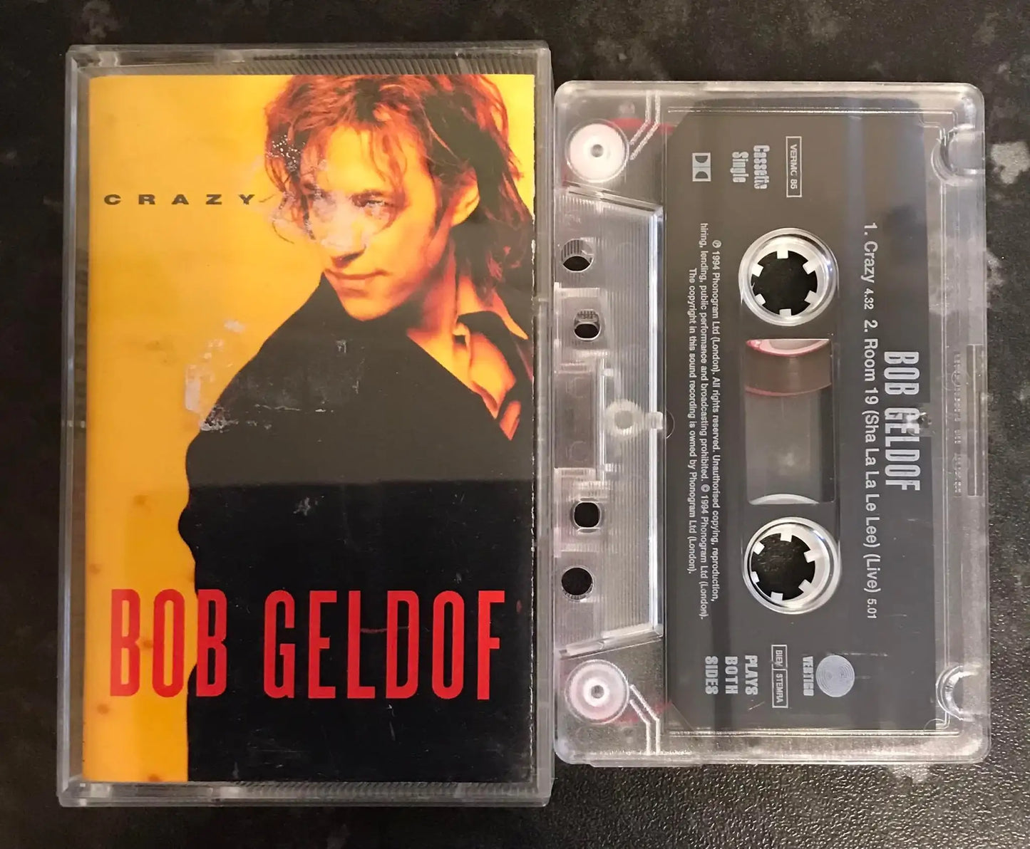 Bob Geldof, Crazy single, 858 592-4, VERMC85, Vintage Cassette Magretro