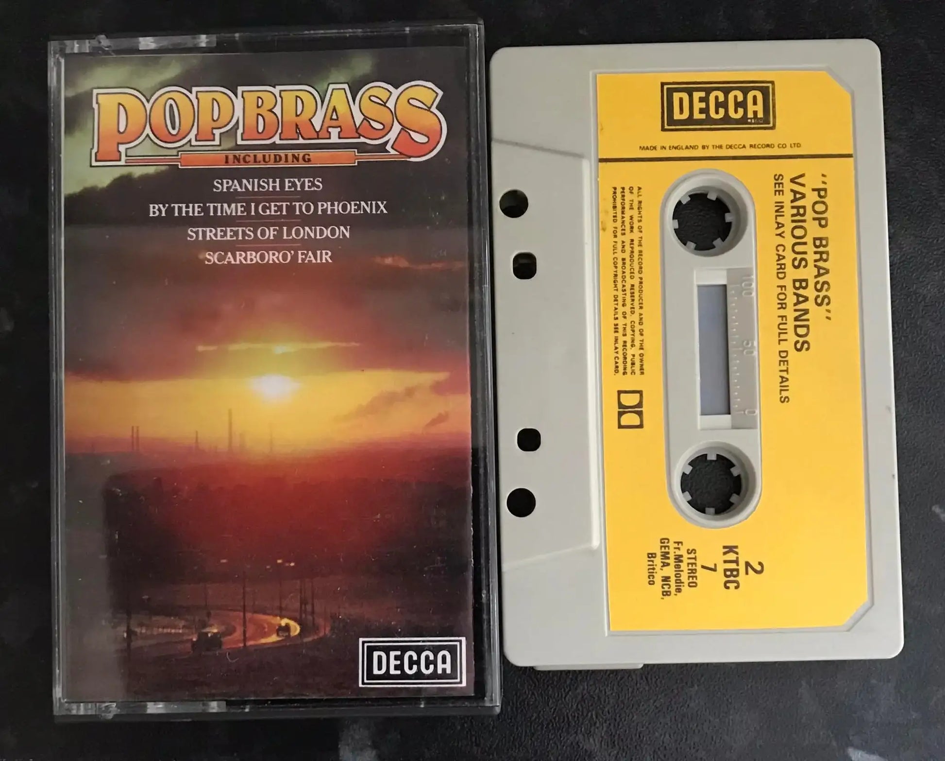 Pop Brass Album, Decca Label, ktbc 7, Vintage Cassette Magretro